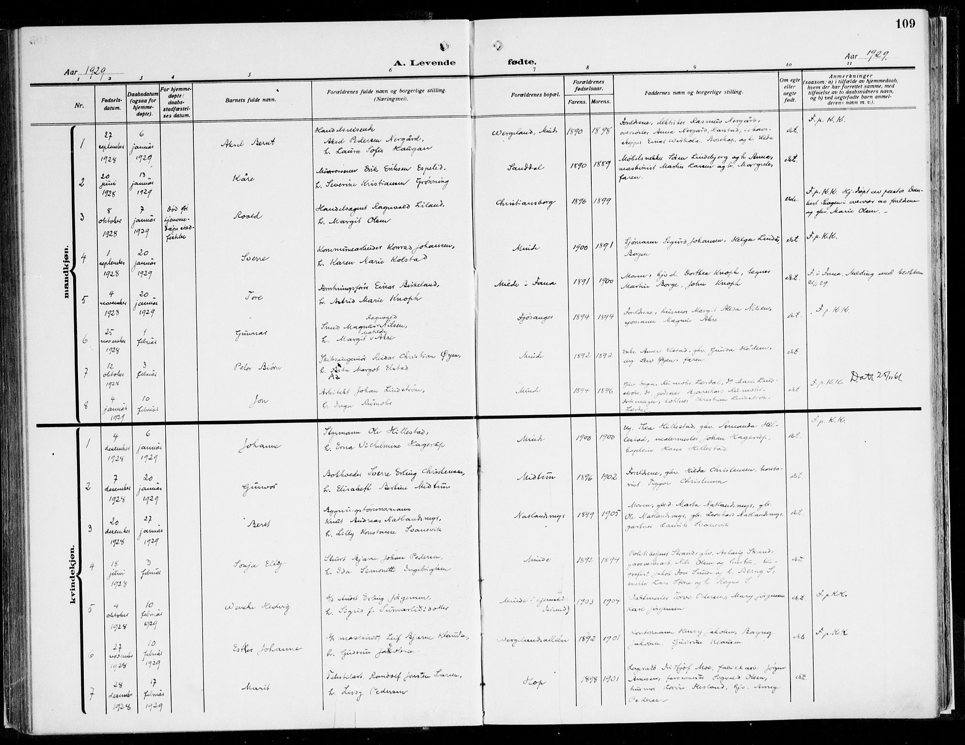 Fana Sokneprestembete, SAB/A-75101/H/Haa/Haaj/L0001: Ministerialbok nr. J 1, 1921-1935, s. 109