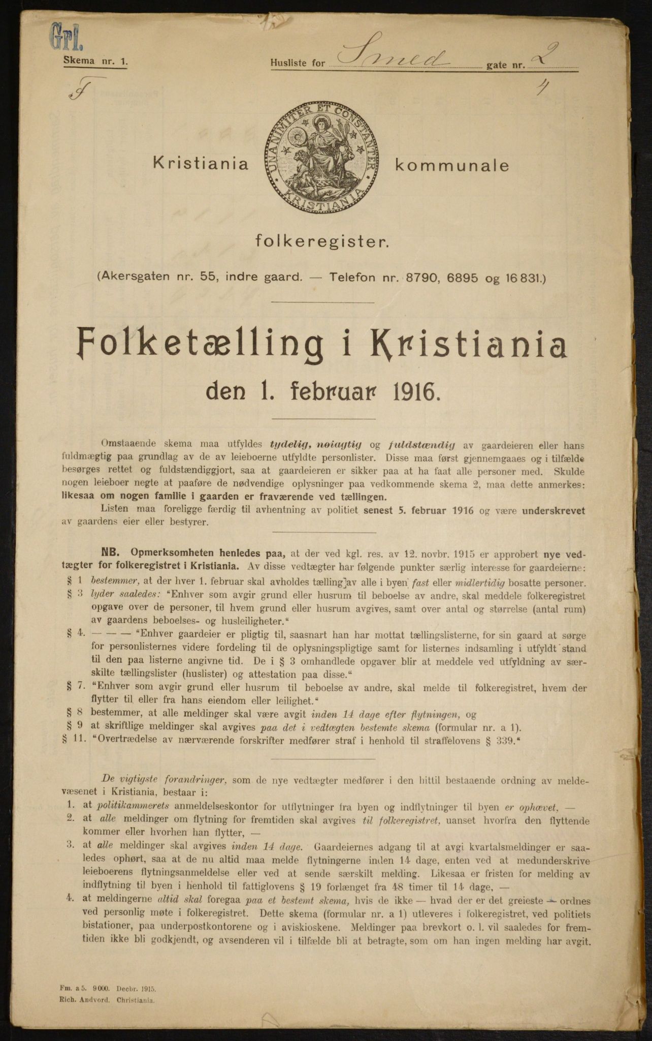 OBA, Kommunal folketelling 1.2.1916 for Kristiania, 1916, s. 99560