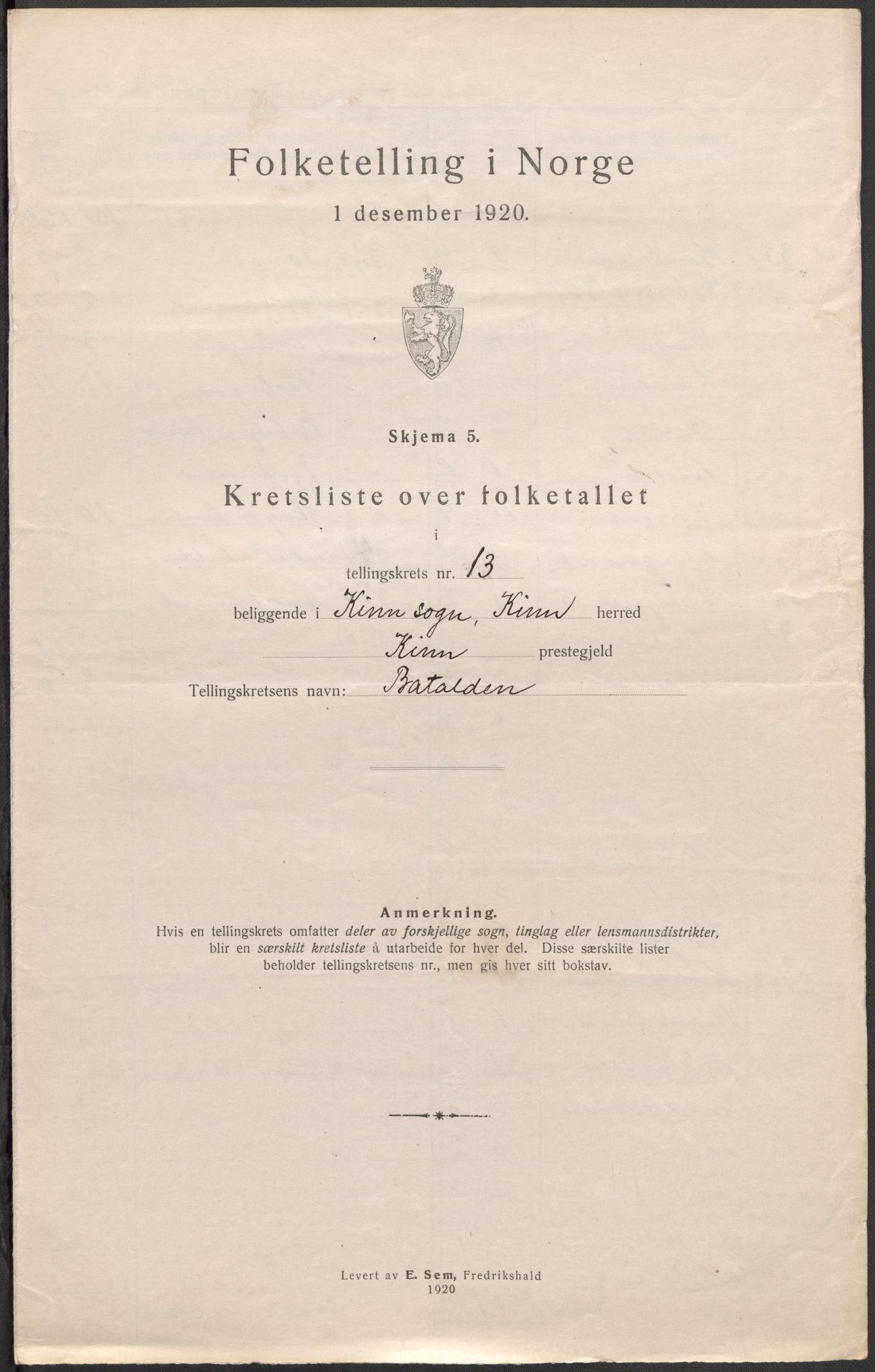 SAB, Folketelling 1920 for 1437 Kinn herred, 1920, s. 41