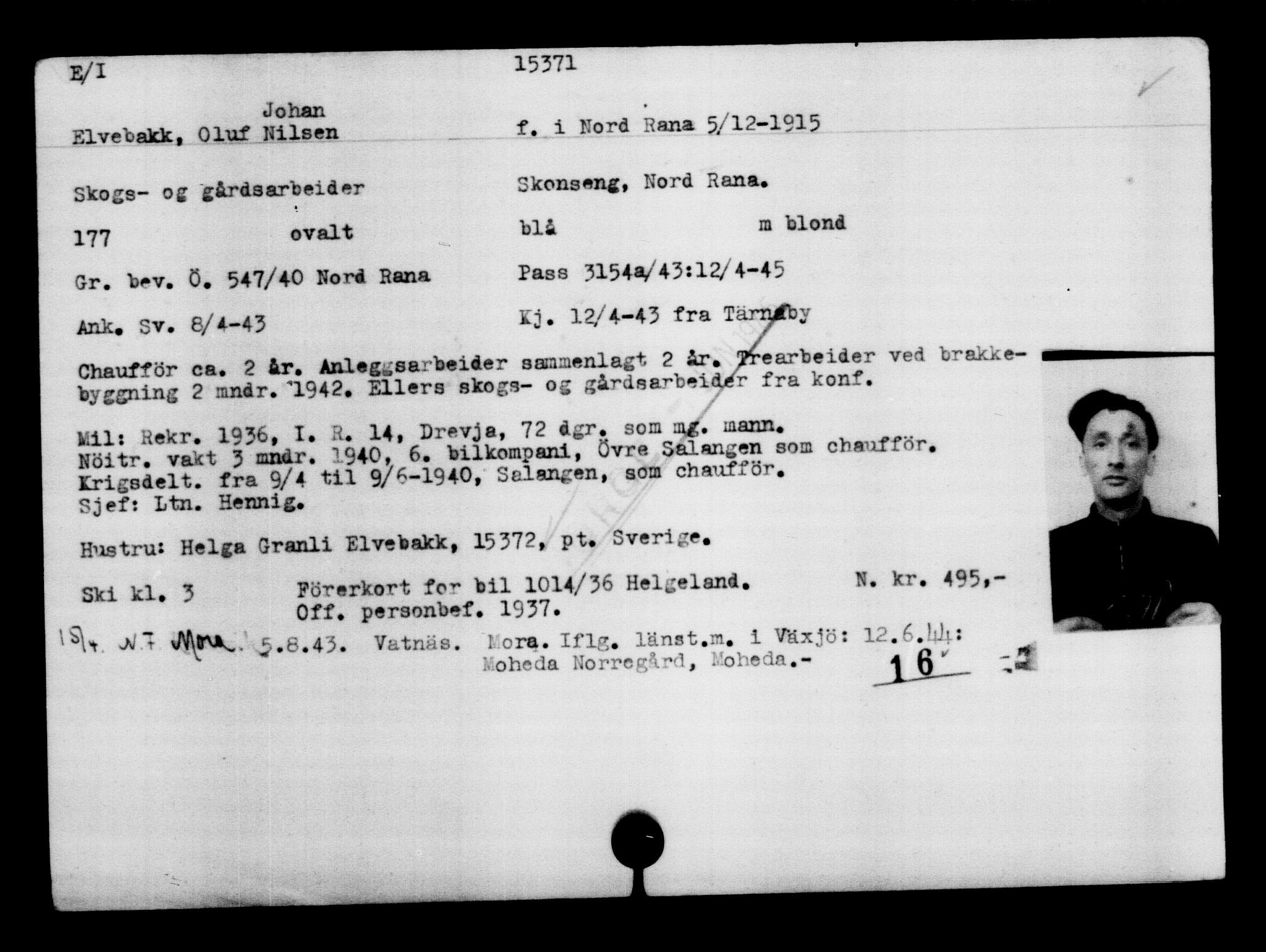 Den Kgl. Norske Legasjons Flyktningskontor, AV/RA-S-6753/V/Va/L0007: Kjesäterkartoteket.  Flyktningenr. 12700-15723, 1940-1945, s. 3066
