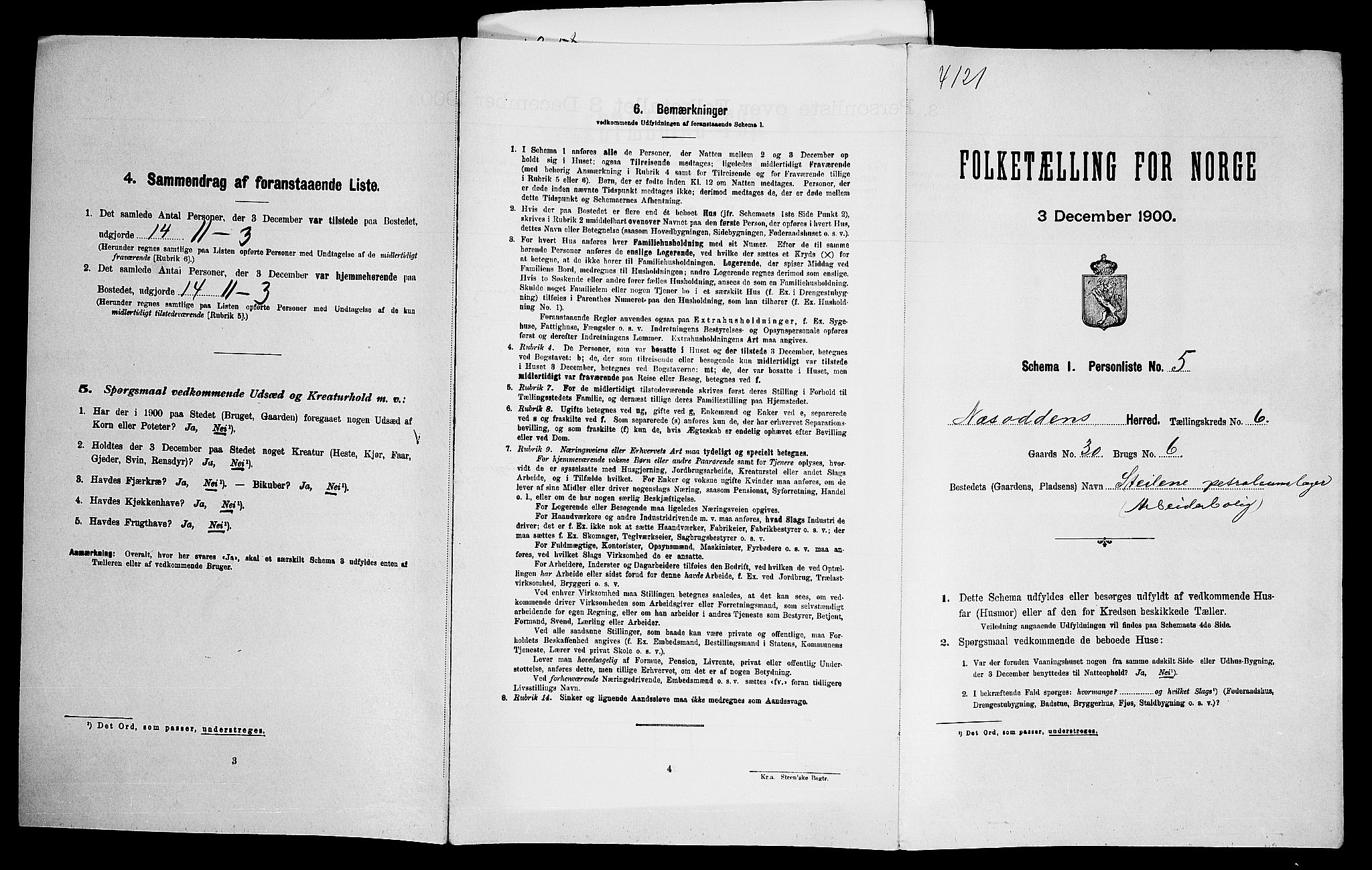 SAO, Folketelling 1900 for 0216 Nesodden herred, 1900