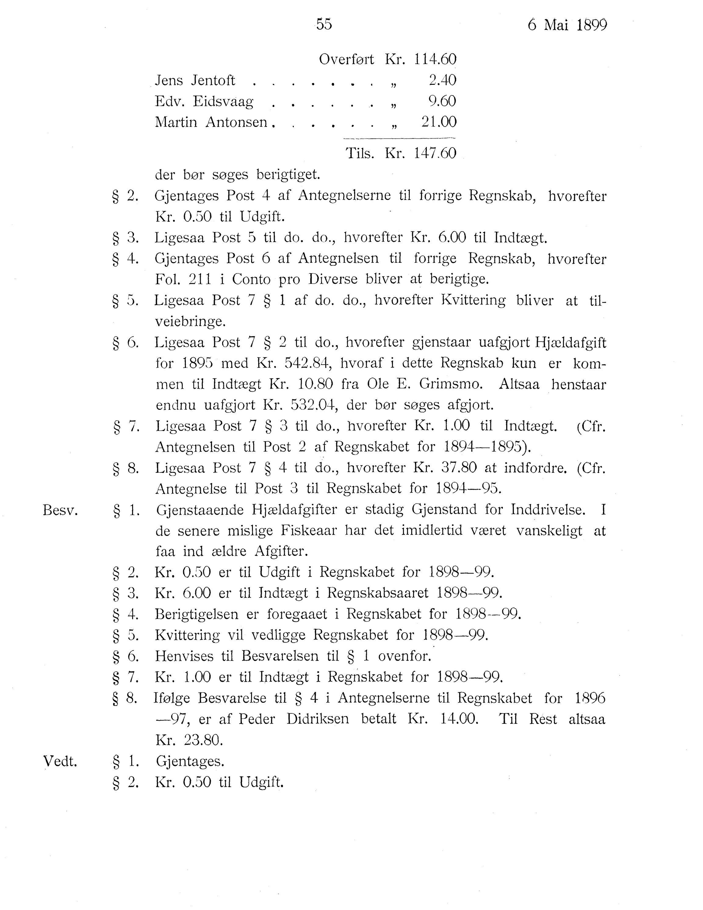 Nordland Fylkeskommune. Fylkestinget, AIN/NFK-17/176/A/Ac/L0022: Fylkestingsforhandlinger 1899, 1899