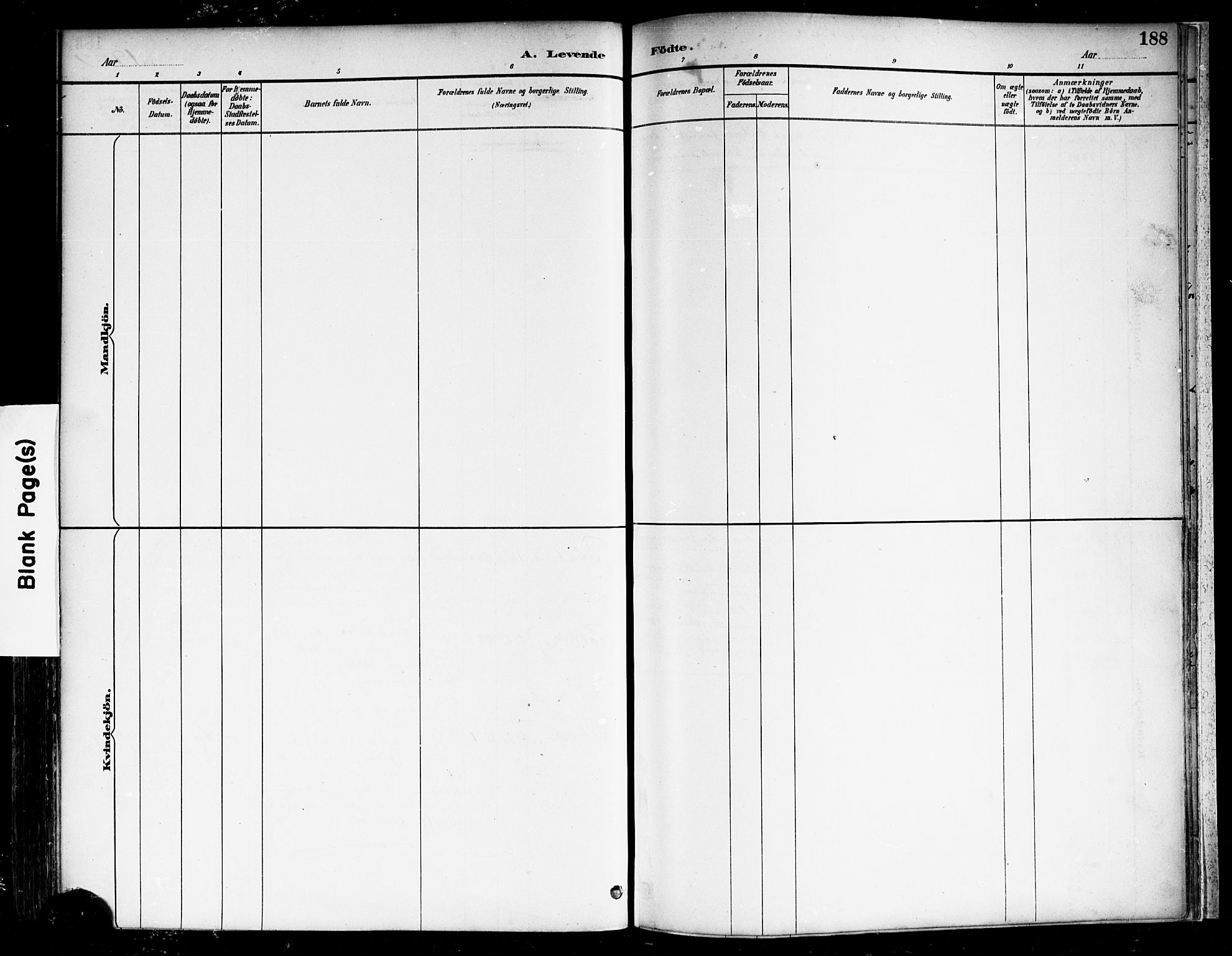 Borge prestekontor Kirkebøker, SAO/A-10903/F/Fa/L0008: Ministerialbok nr. I 8A, 1887-1902, s. 188