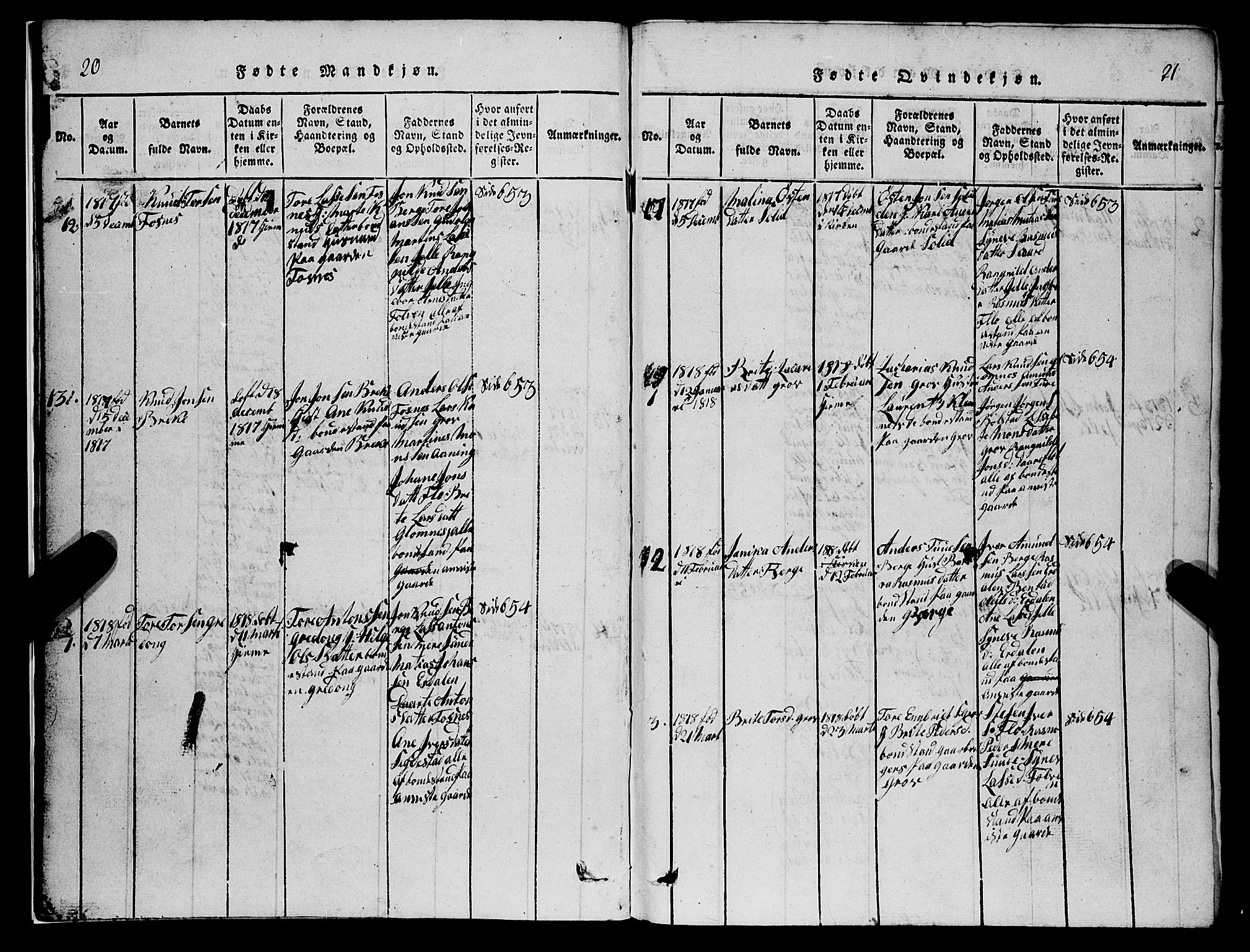 Stryn Sokneprestembete, AV/SAB-A-82501: Klokkerbok nr. C 1, 1801-1845, s. 20-21