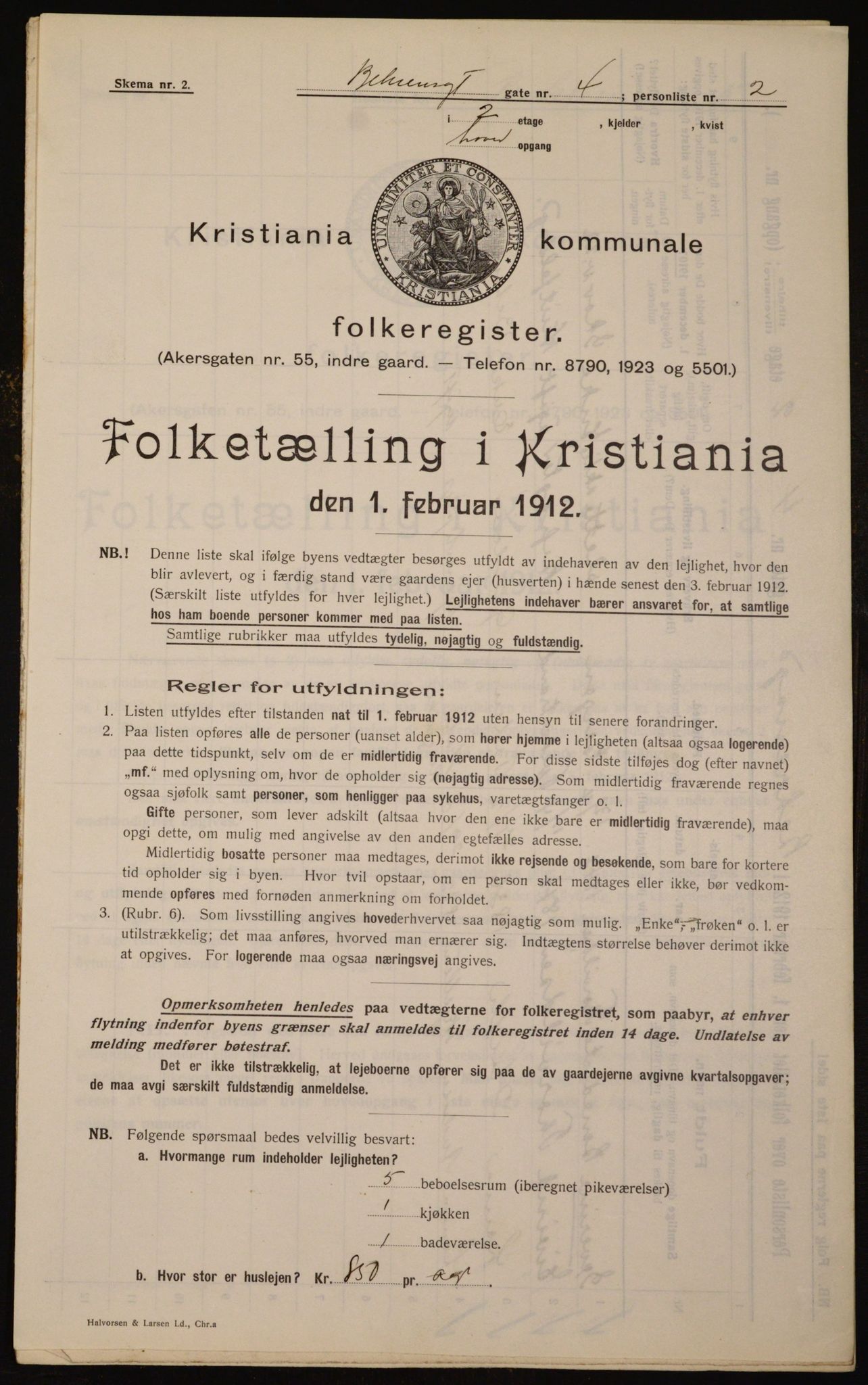 OBA, Kommunal folketelling 1.2.1912 for Kristiania, 1912, s. 3281