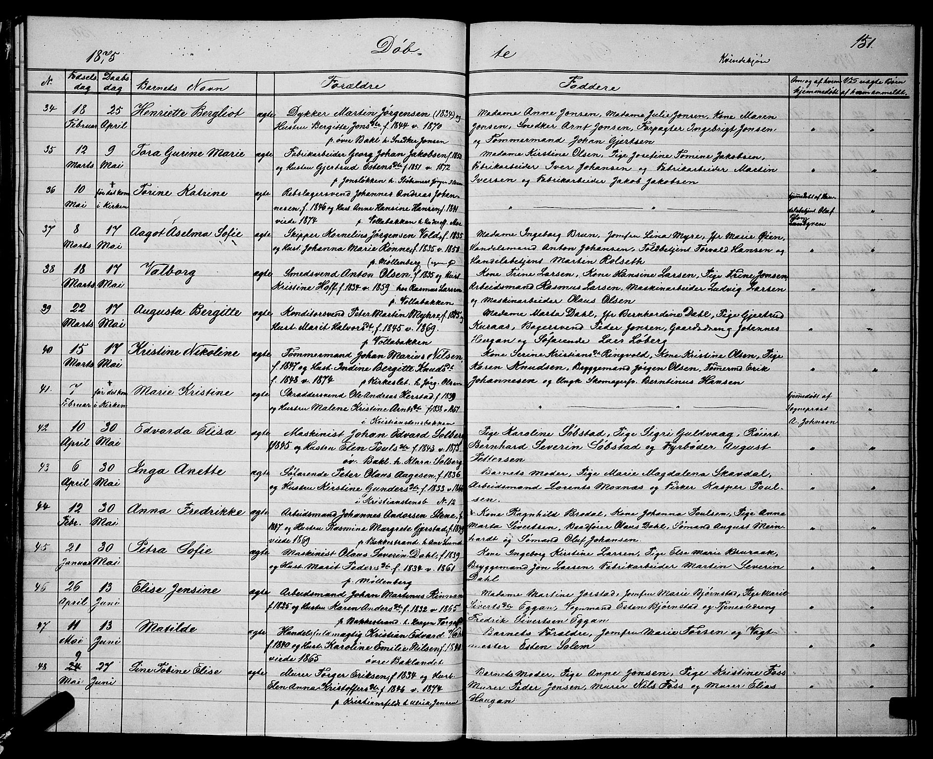 Ministerialprotokoller, klokkerbøker og fødselsregistre - Sør-Trøndelag, AV/SAT-A-1456/604/L0220: Klokkerbok nr. 604C03, 1870-1885, s. 151