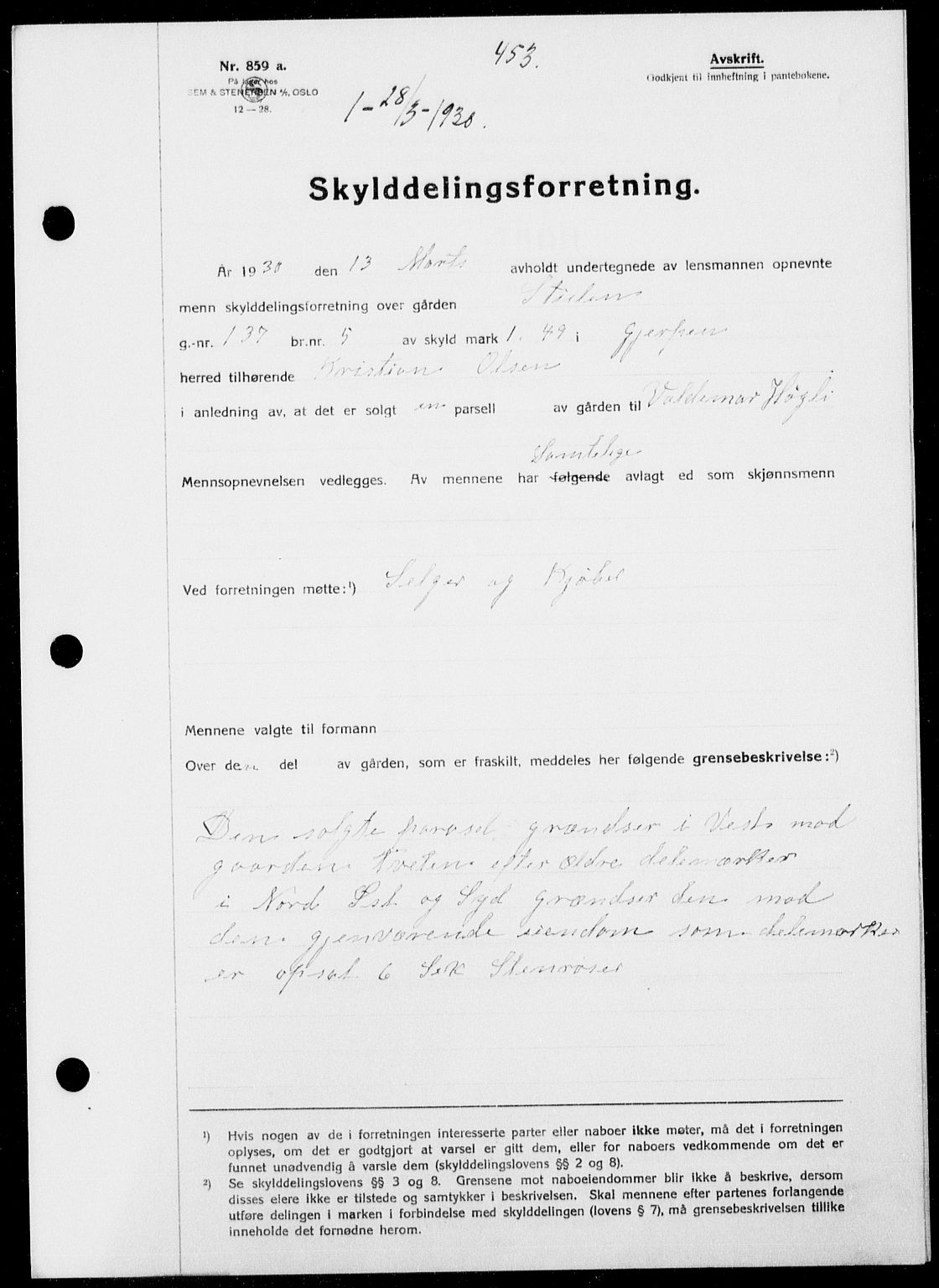 Gjerpen sorenskriveri, SAKO/A-216/G/Ga/Gaa/L0054: Pantebok nr. I 54-56, 1930-1931, s. 453, Tingl.dato: 28.03.1930