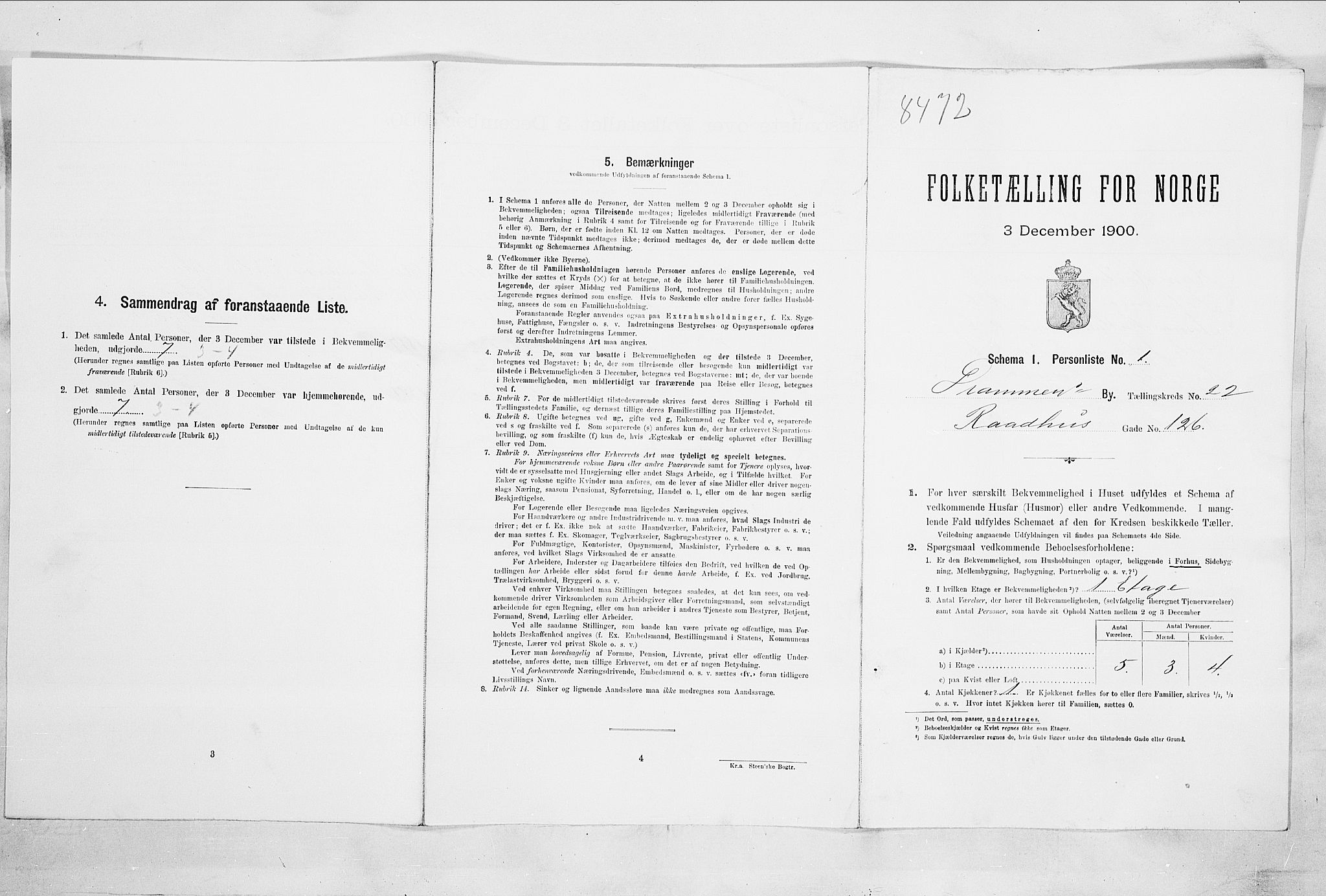 RA, Folketelling 1900 for 0602 Drammen kjøpstad, 1900, s. 3745