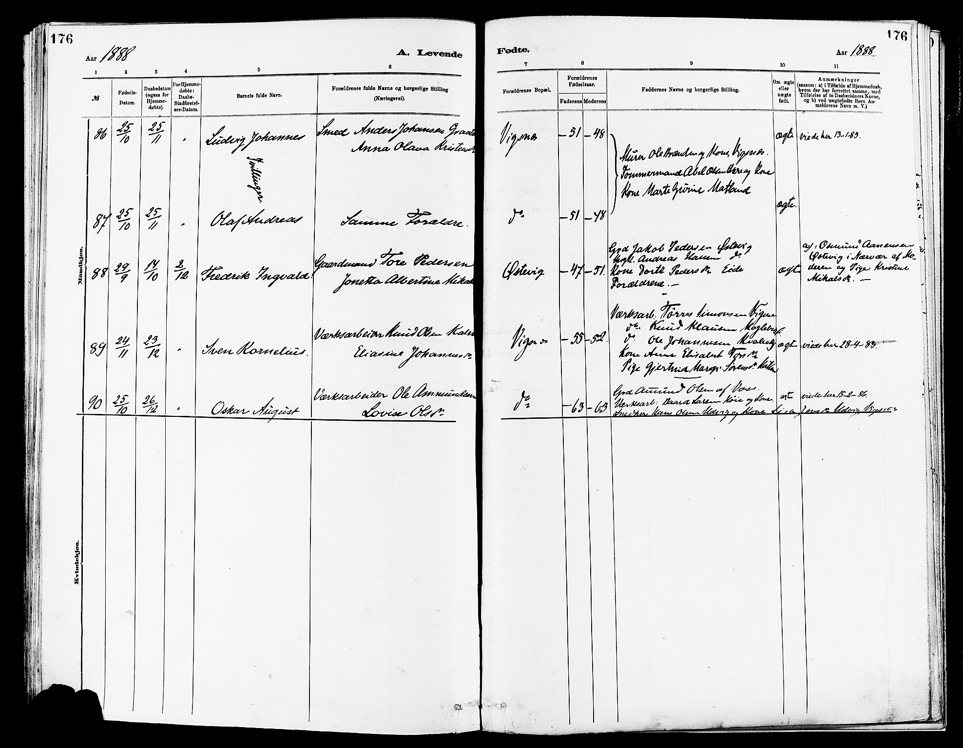 Avaldsnes sokneprestkontor, AV/SAST-A -101851/H/Ha/Haa/L0014: Ministerialbok nr. A 14, 1880-1889, s. 176