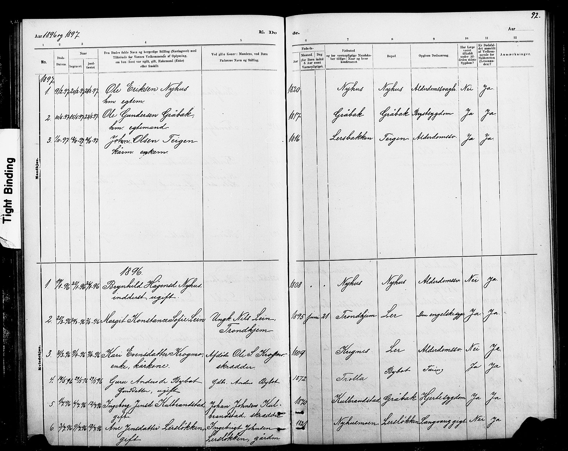 Ministerialprotokoller, klokkerbøker og fødselsregistre - Sør-Trøndelag, SAT/A-1456/693/L1123: Klokkerbok nr. 693C04, 1887-1910, s. 92