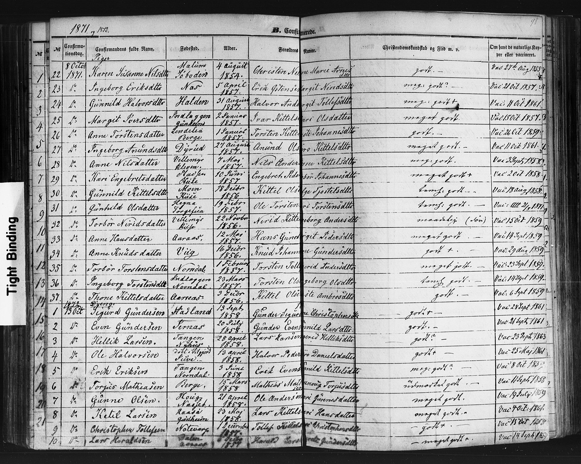 Sauherad kirkebøker, AV/SAKO-A-298/F/Fb/L0001: Ministerialbok nr. II 1, 1851-1877, s. 98