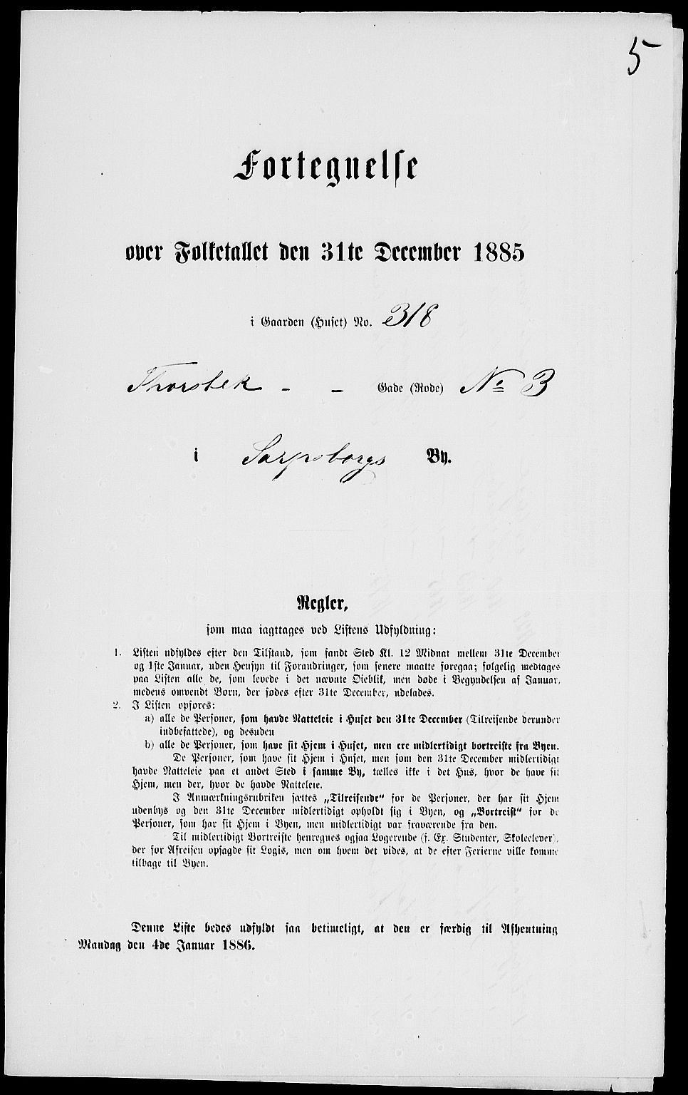 RA, Folketelling 1885 for 0102 Sarpsborg kjøpstad, 1885, s. 9