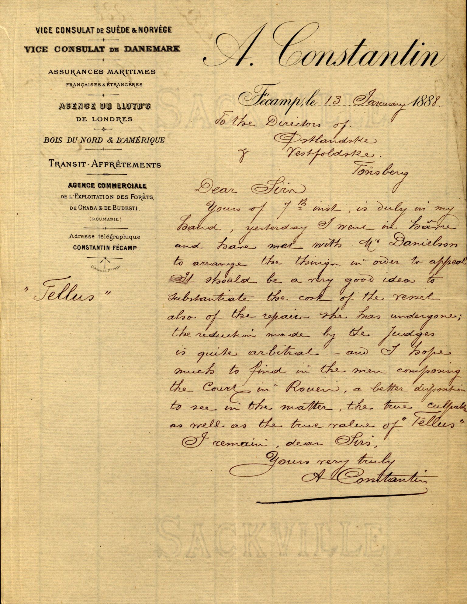 Pa 63 - Østlandske skibsassuranceforening, VEMU/A-1079/G/Ga/L0020/0001: Havaridokumenter / Tellus, Telanak, Wilhelmine, 1887, s. 30