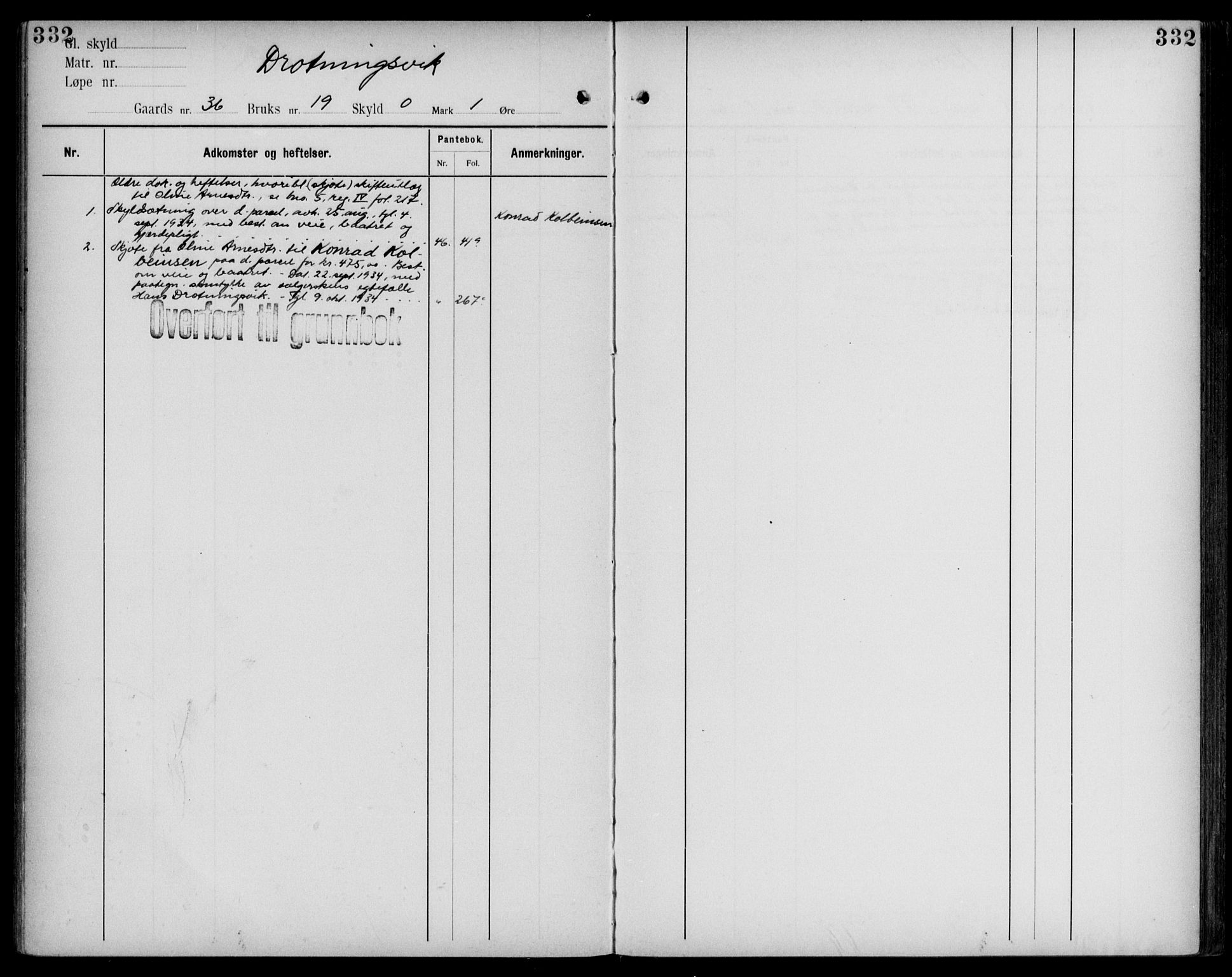 Midhordland sorenskriveri, AV/SAB-A-3001/1/G/Ga/Gab/L0109: Panteregister nr. II.A.b.109, s. 332