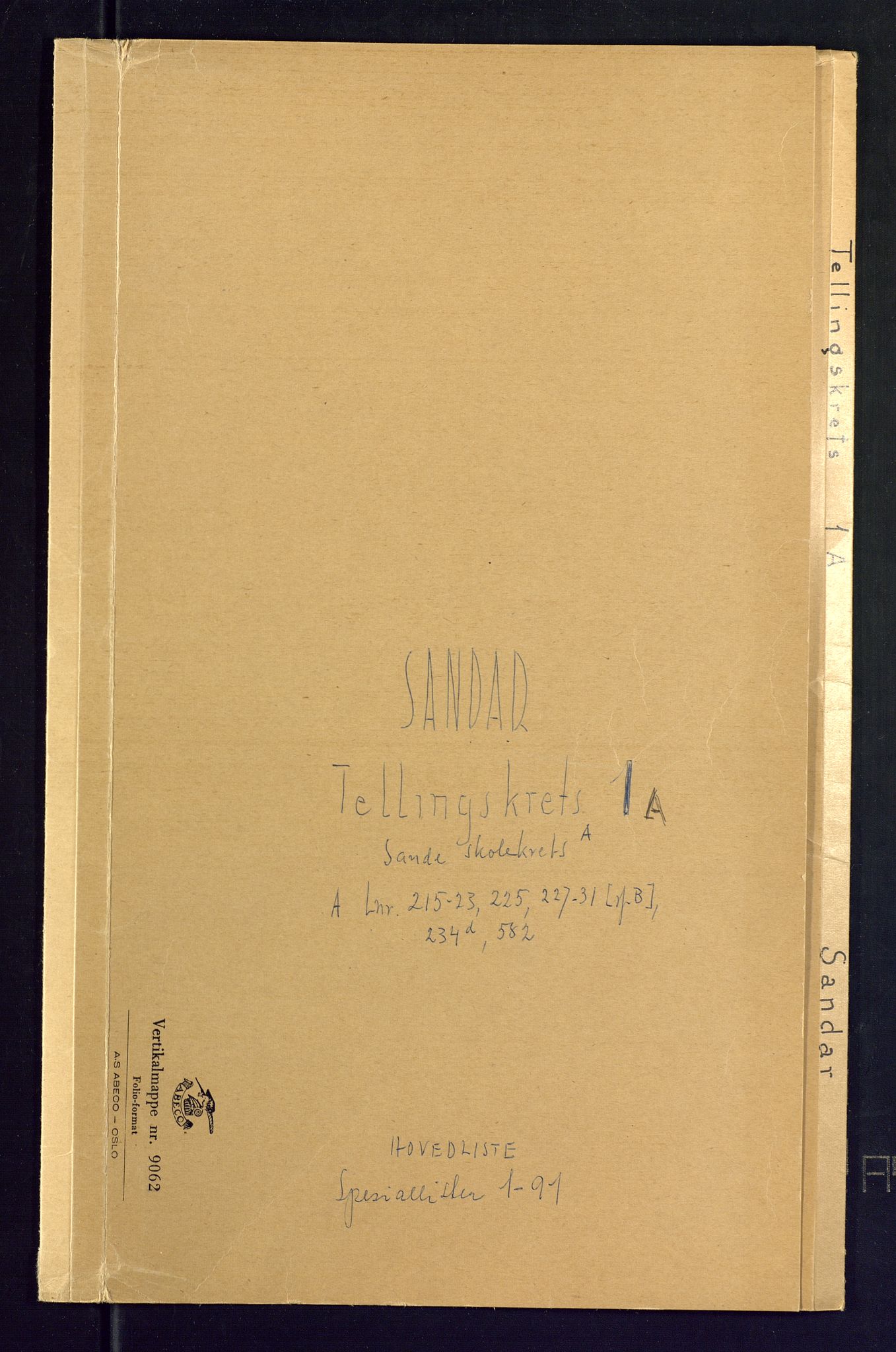 SAKO, Folketelling 1875 for 0724L Sandeherred prestegjeld, Sandeherred sokn, 1875, s. 1