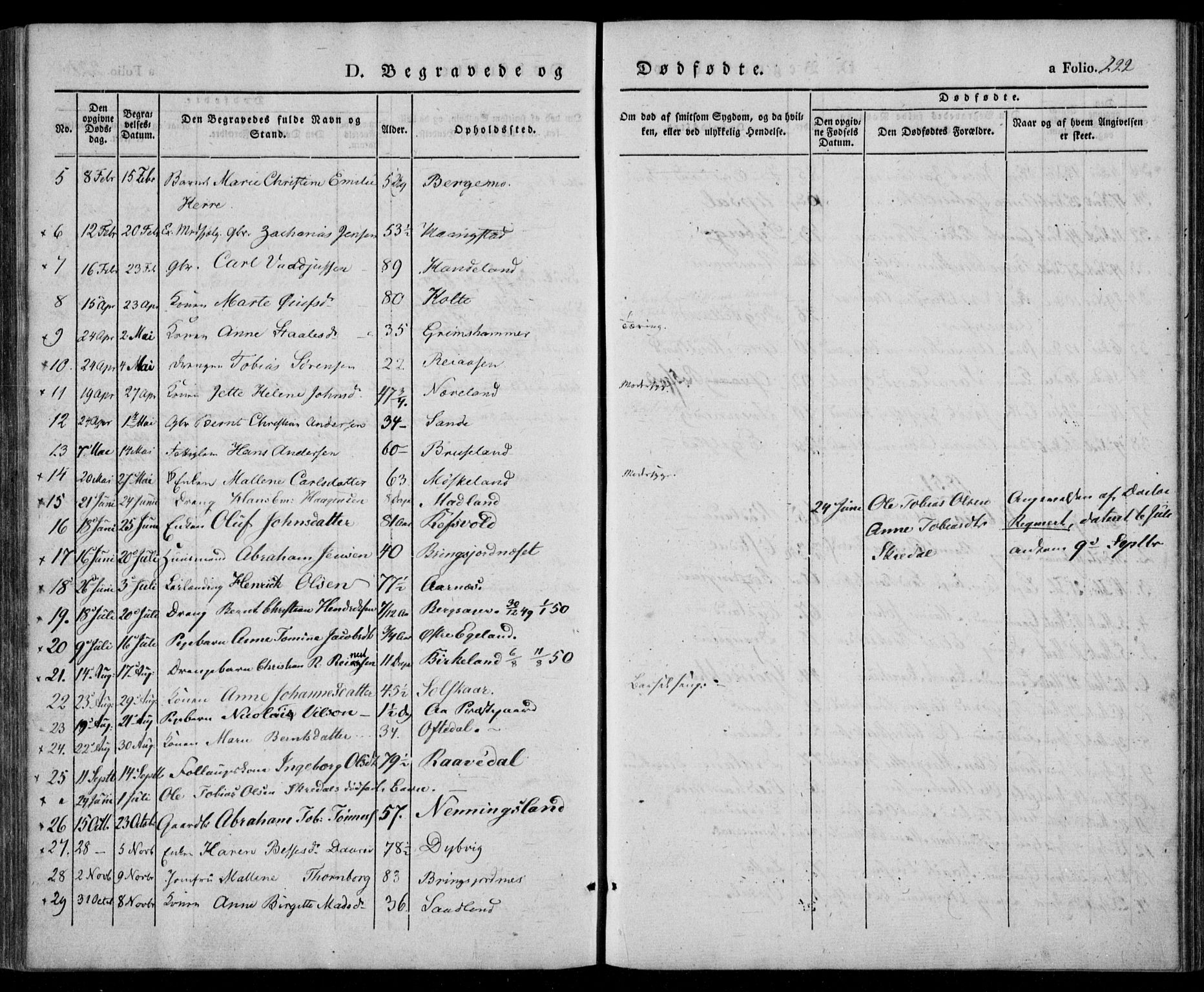 Lyngdal sokneprestkontor, AV/SAK-1111-0029/F/Fa/Fac/L0008: Ministerialbok nr. A 8, 1837-1852, s. 222