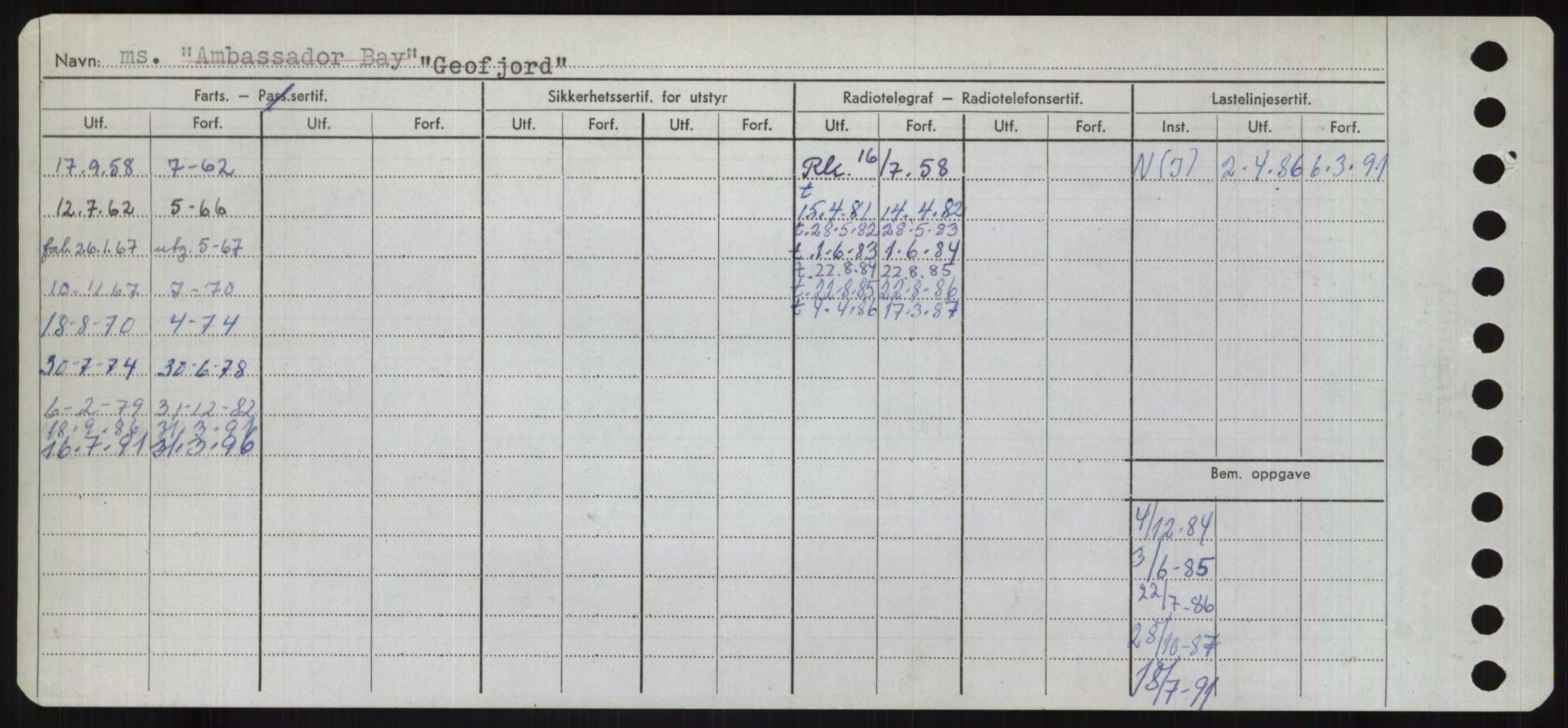 Sjøfartsdirektoratet med forløpere, Skipsmålingen, RA/S-1627/H/Ha/L0002/0002: Fartøy, Eik-Hill / Fartøy, G-Hill, s. 86