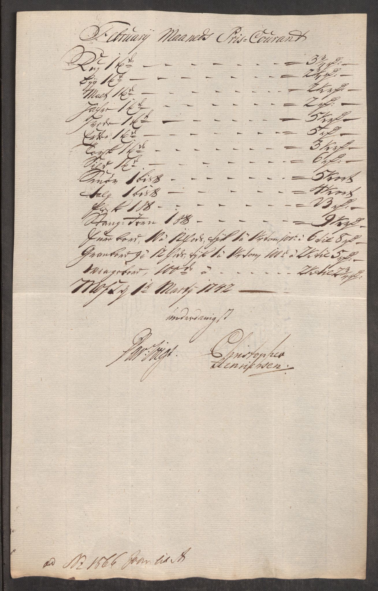 Rentekammeret inntil 1814, Realistisk ordnet avdeling, AV/RA-EA-4070/Oe/L0002: [Ø1]: Priskuranter, 1740-1744, s. 418