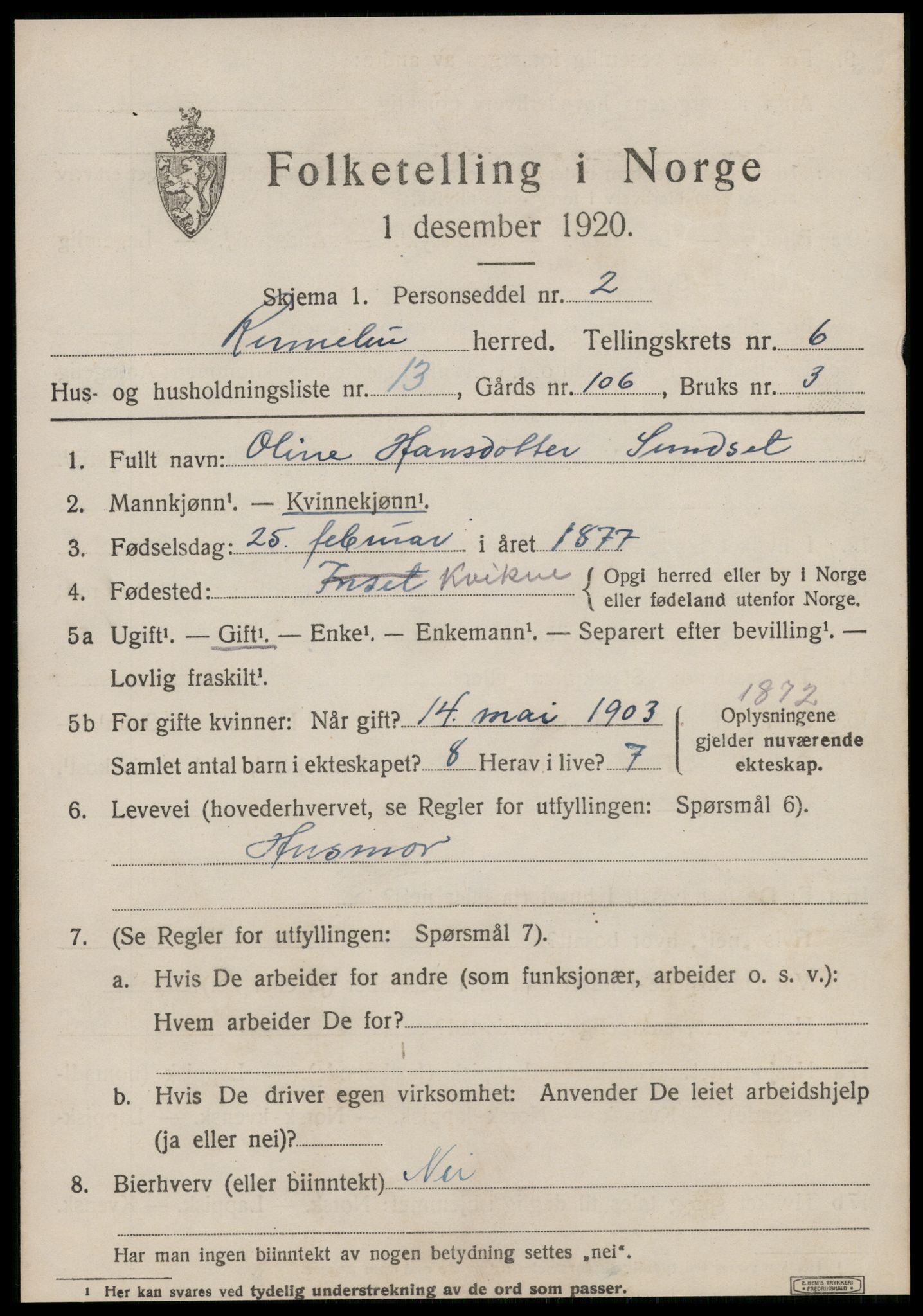 SAT, Folketelling 1920 for 1635 Rennebu herred, 1920, s. 4538