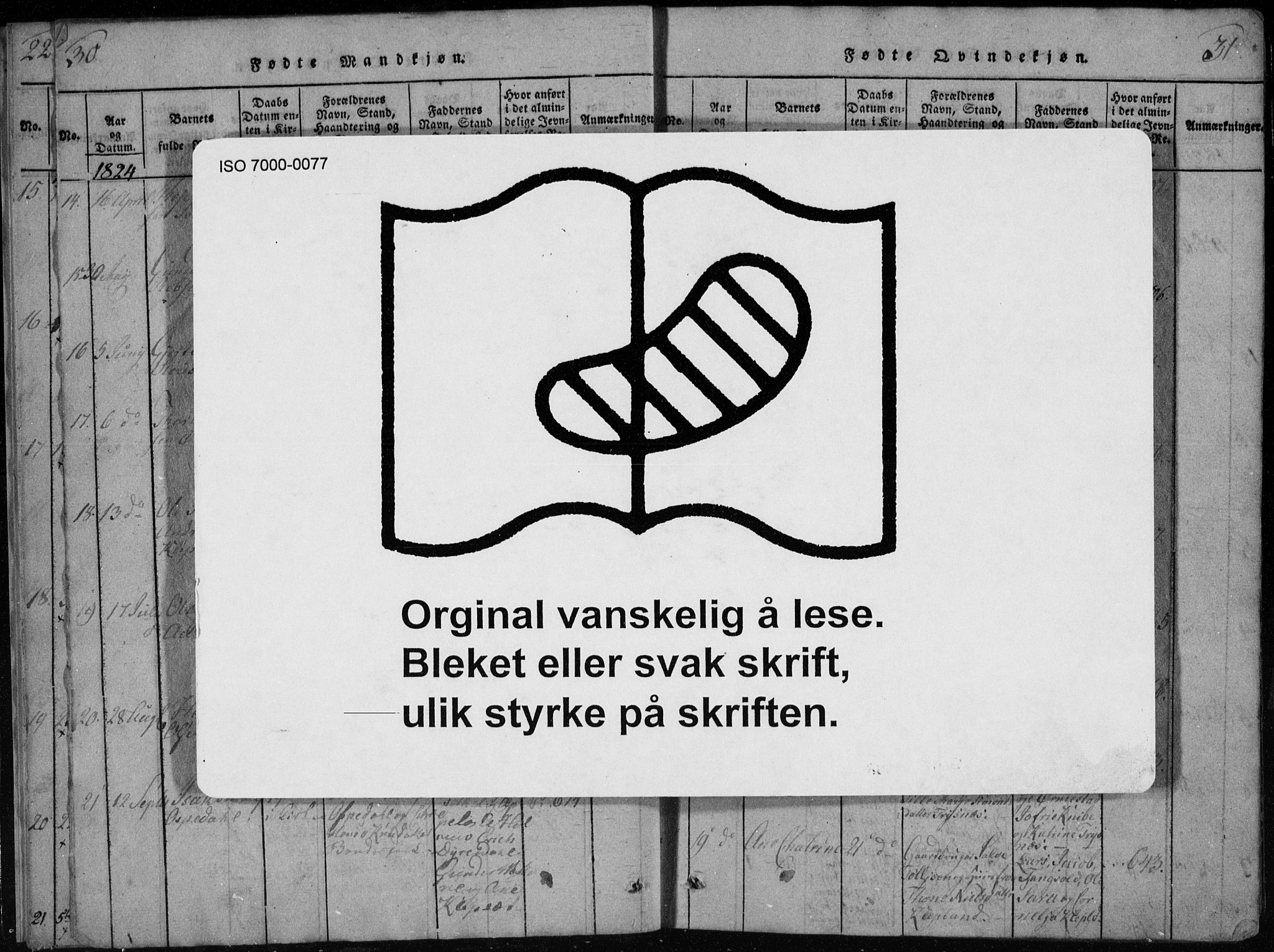 Søgne sokneprestkontor, AV/SAK-1111-0037/F/Fb/Fbb/L0002: Klokkerbok nr. B 2, 1821-1838, s. 30-31