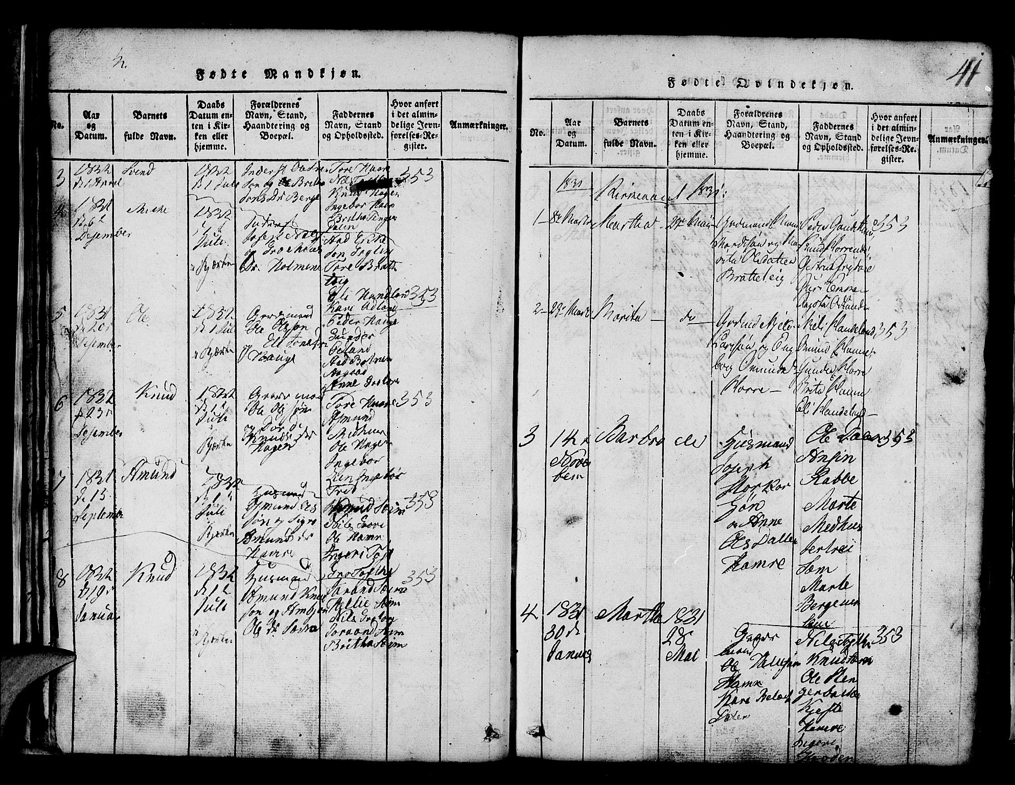 Røldal sokneprestembete, AV/SAB-A-100247: Klokkerbok nr. A 1, 1817-1860, s. 41