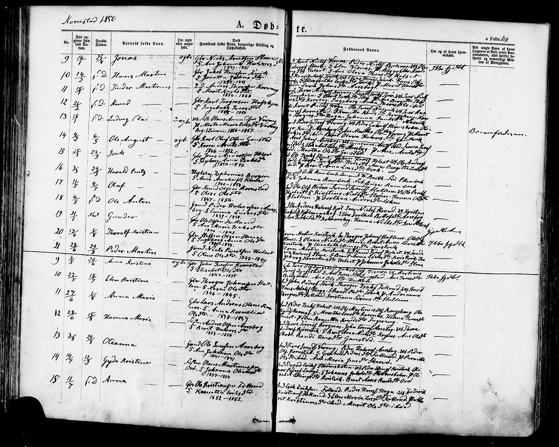 Ministerialprotokoller, klokkerbøker og fødselsregistre - Møre og Romsdal, AV/SAT-A-1454/568/L0806: Ministerialbok nr. 568A12 /2, 1878-1884, s. 110