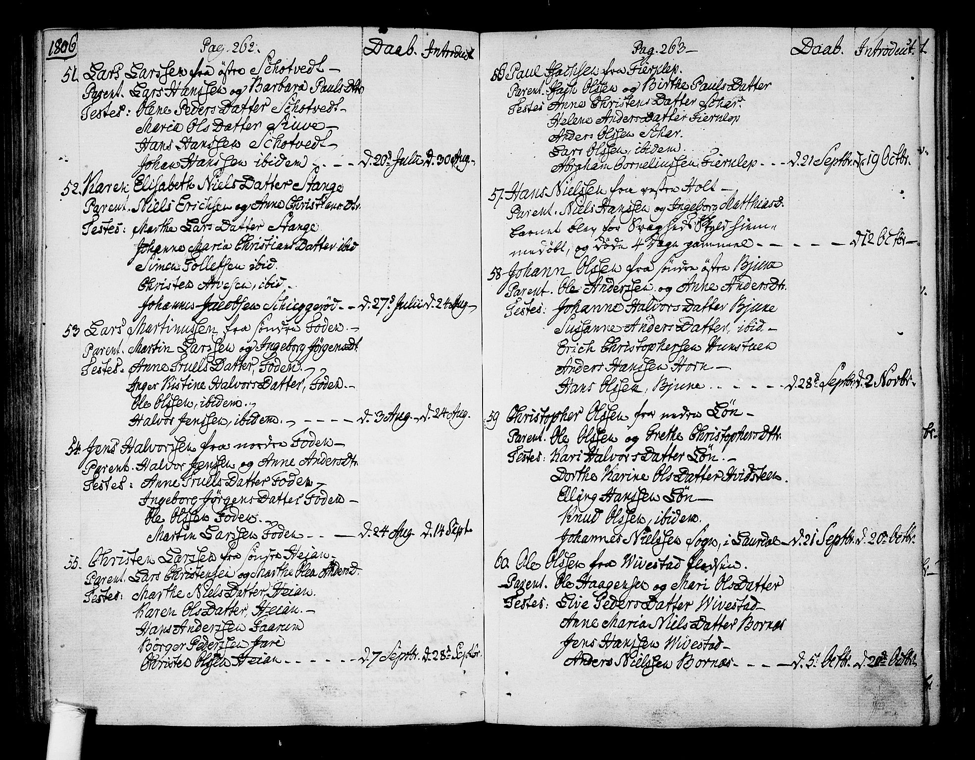 Ramnes kirkebøker, AV/SAKO-A-314/F/Fa/L0003: Ministerialbok nr. I 3, 1790-1813, s. 262-263