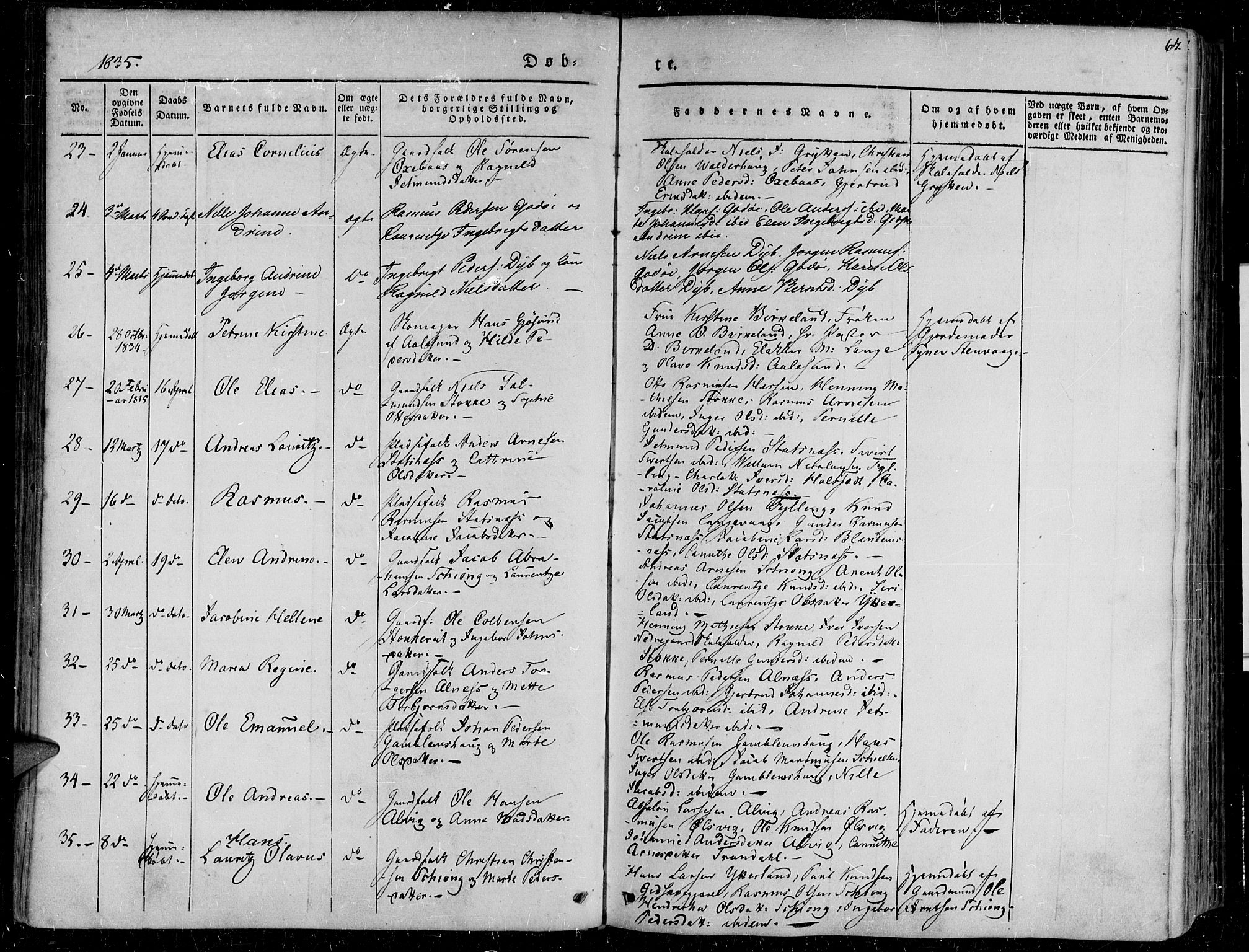 Ministerialprotokoller, klokkerbøker og fødselsregistre - Møre og Romsdal, AV/SAT-A-1454/528/L0395: Ministerialbok nr. 528A06, 1828-1839, s. 64