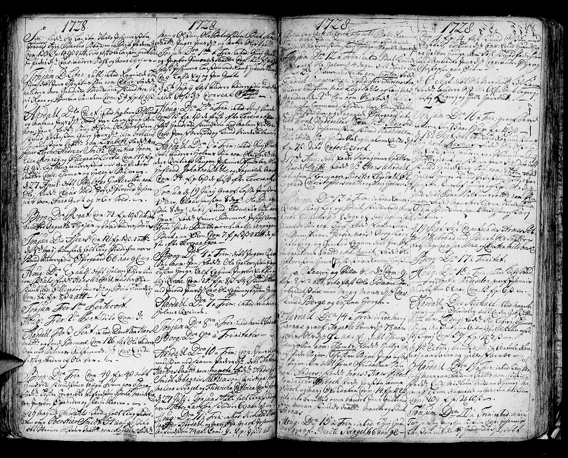 Lærdal sokneprestembete, SAB/A-81201: Ministerialbok nr. A 1, 1711-1752, s. 44
