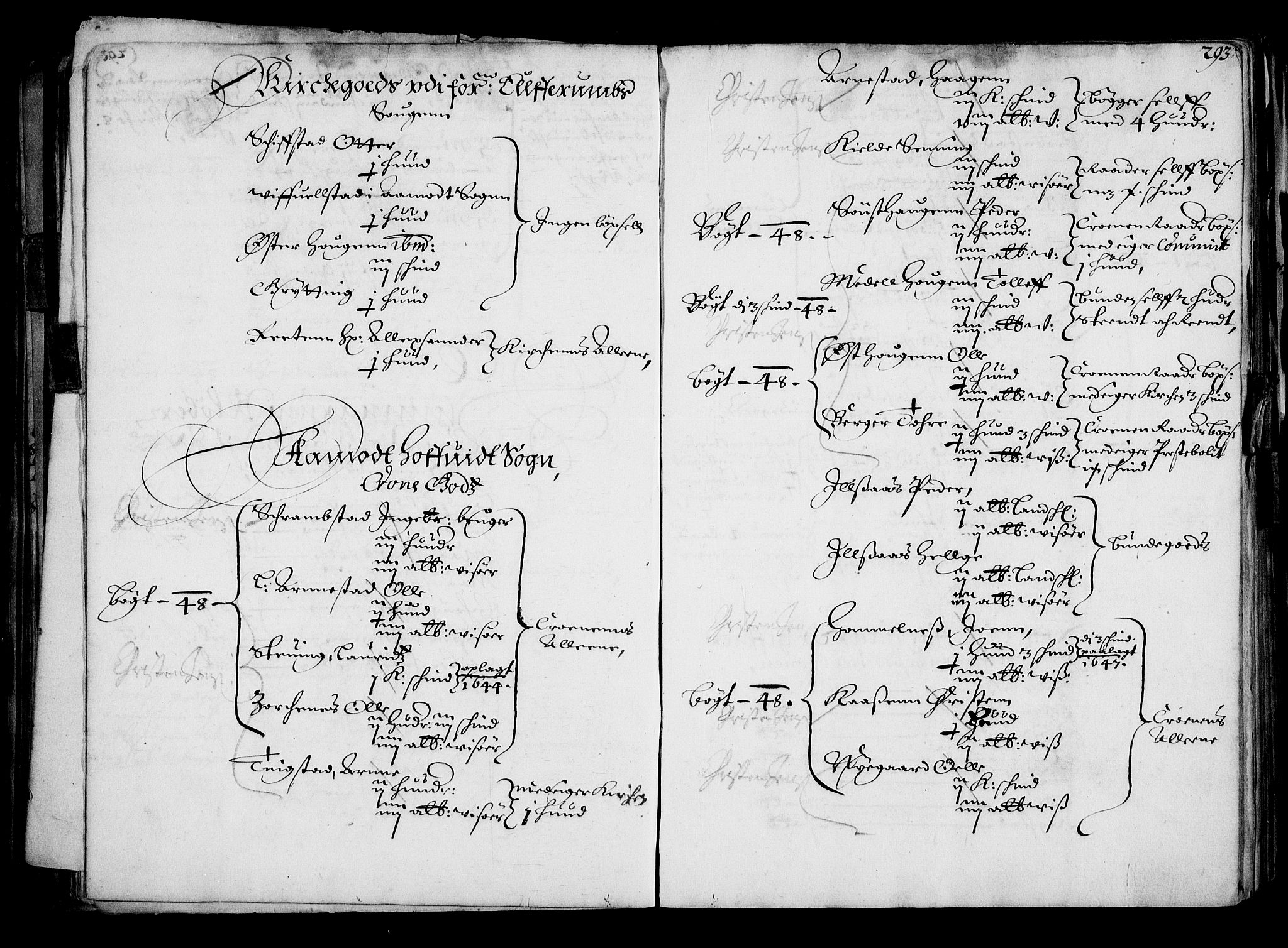 Rentekammeret inntil 1814, Realistisk ordnet avdeling, RA/EA-4070/N/Na/L0001: [XI f]: Akershus stifts jordebok, 1652, s. 292b-293a