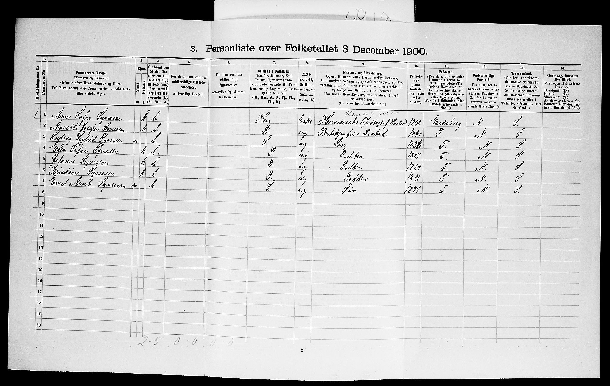 SAO, Folketelling 1900 for 0132 Glemmen herred, 1900