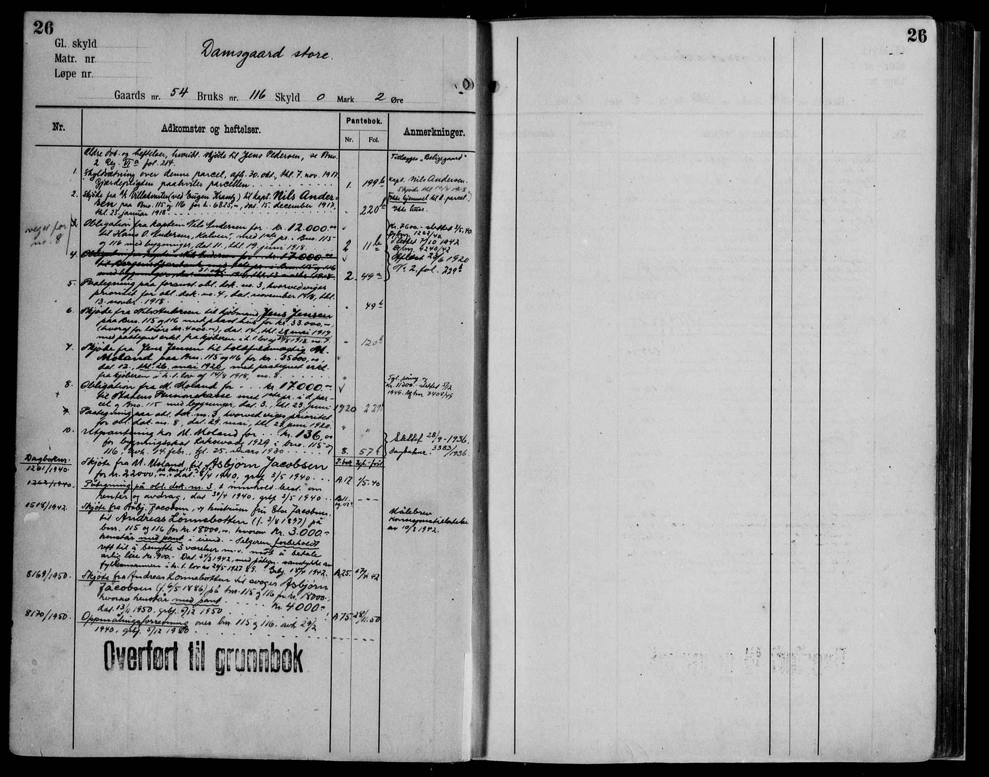 Midhordland sorenskriveri, AV/SAB-A-3001/1/G/Ga/Gab/L0115: Panteregister nr. II.A.b.115, s. 26