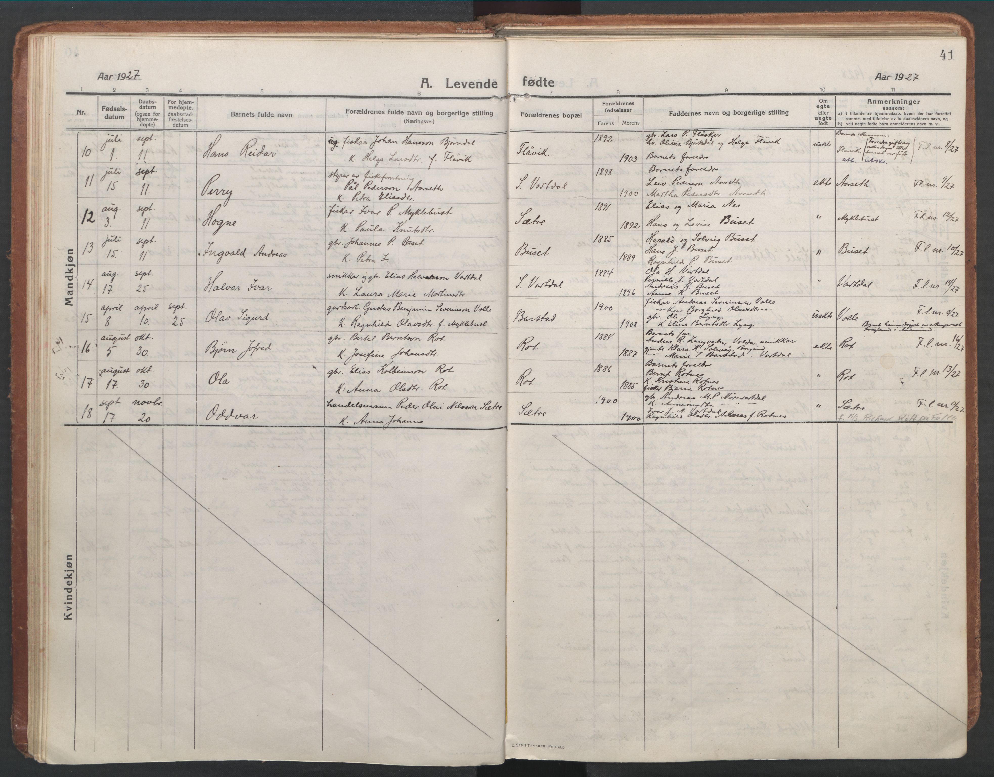 Ministerialprotokoller, klokkerbøker og fødselsregistre - Møre og Romsdal, AV/SAT-A-1454/514/L0200: Ministerialbok nr. 514A02, 1913-1943, s. 41