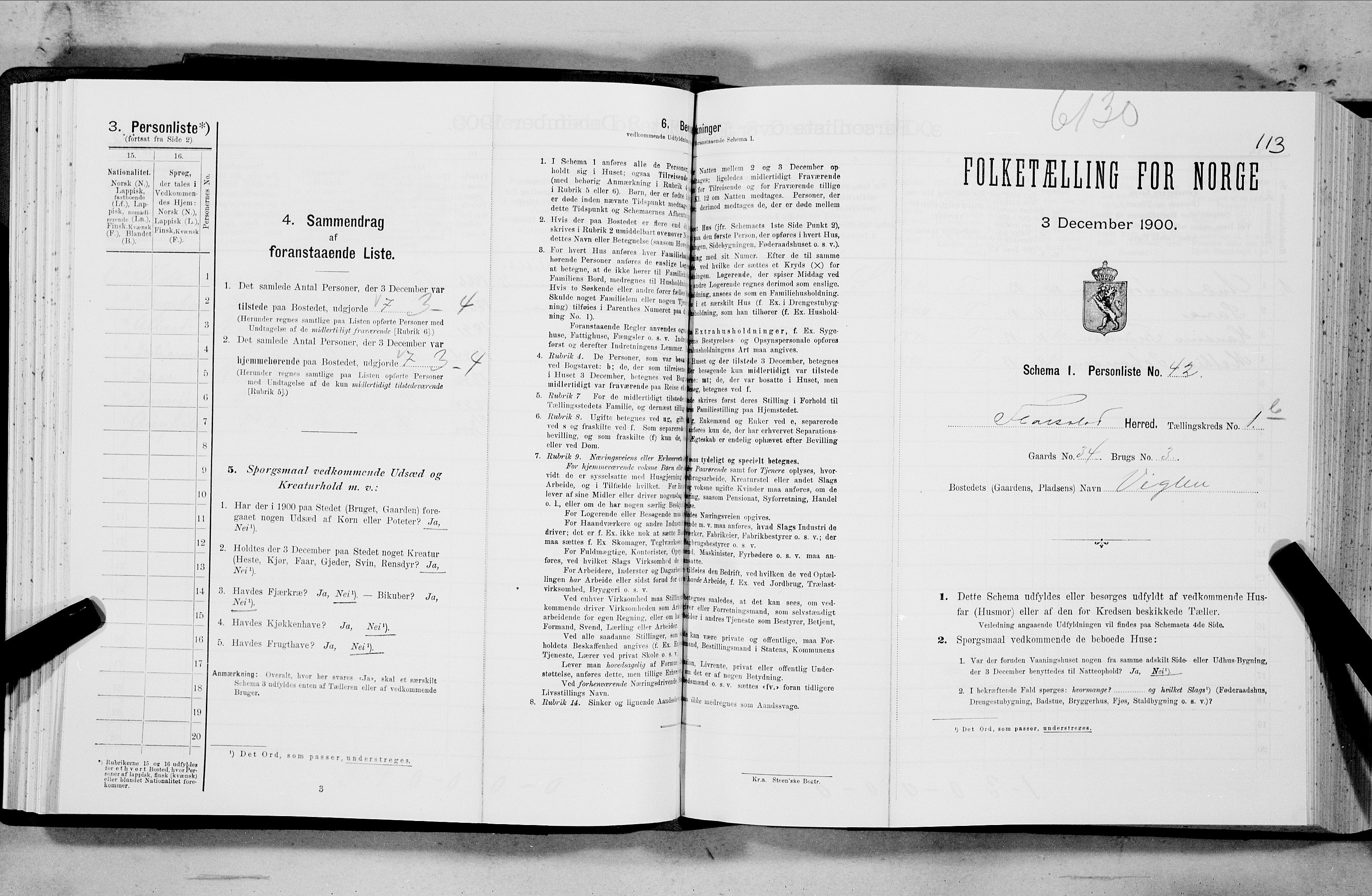 SAT, Folketelling 1900 for 1859 Flakstad herred, 1900, s. 132