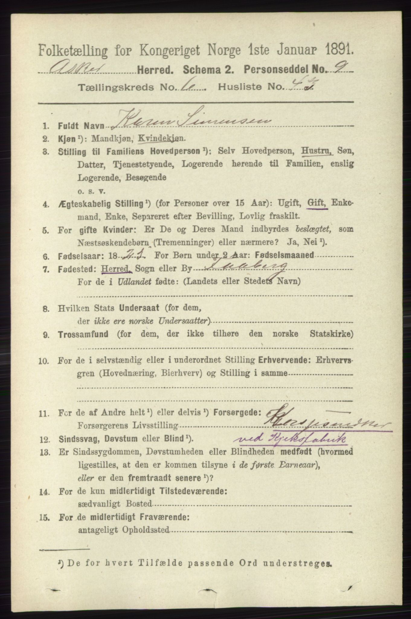 RA, Folketelling 1891 for 0220 Asker herred, 1891, s. 4452