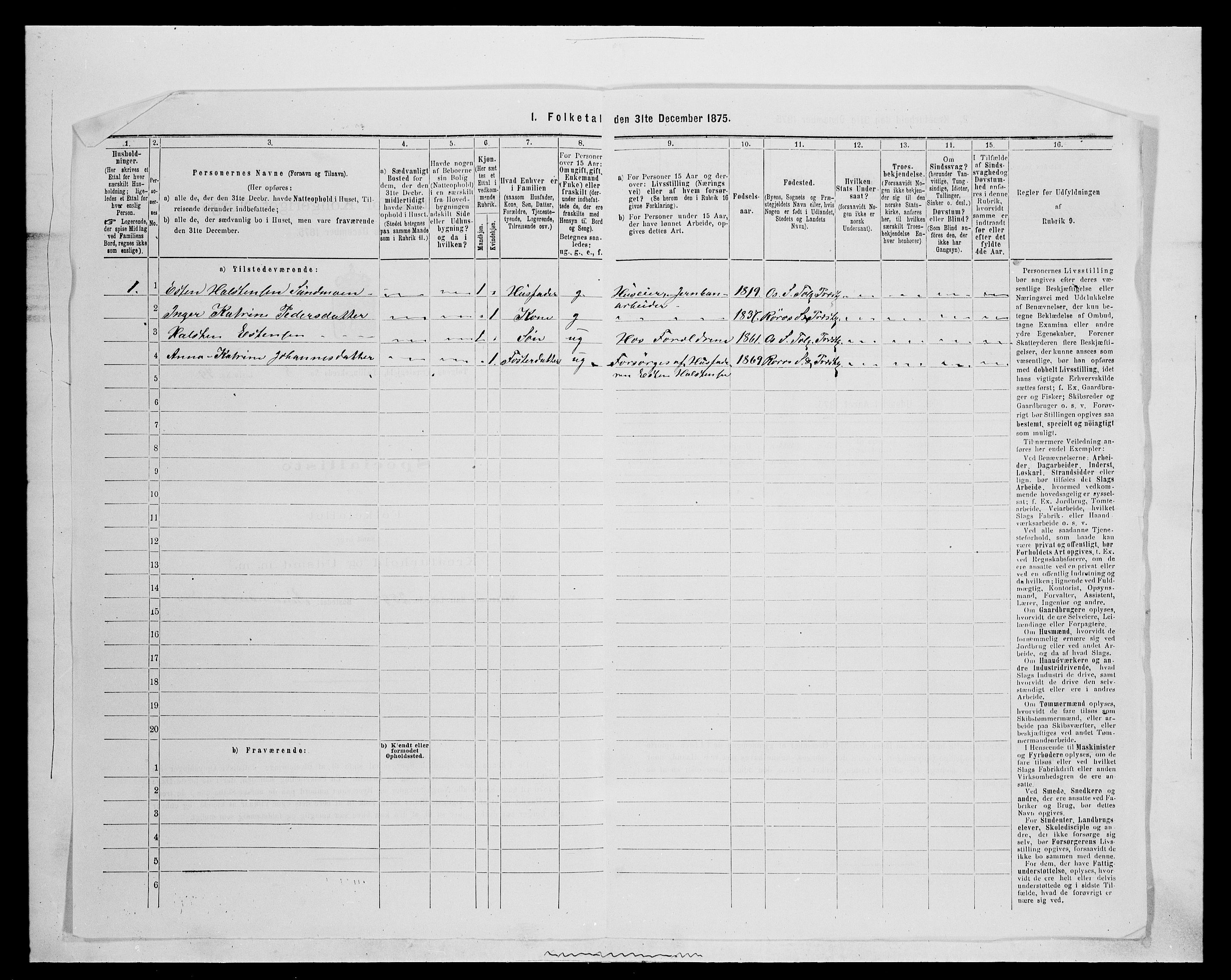 SAH, Folketelling 1875 for 0436P Tolga prestegjeld, 1875, s. 885