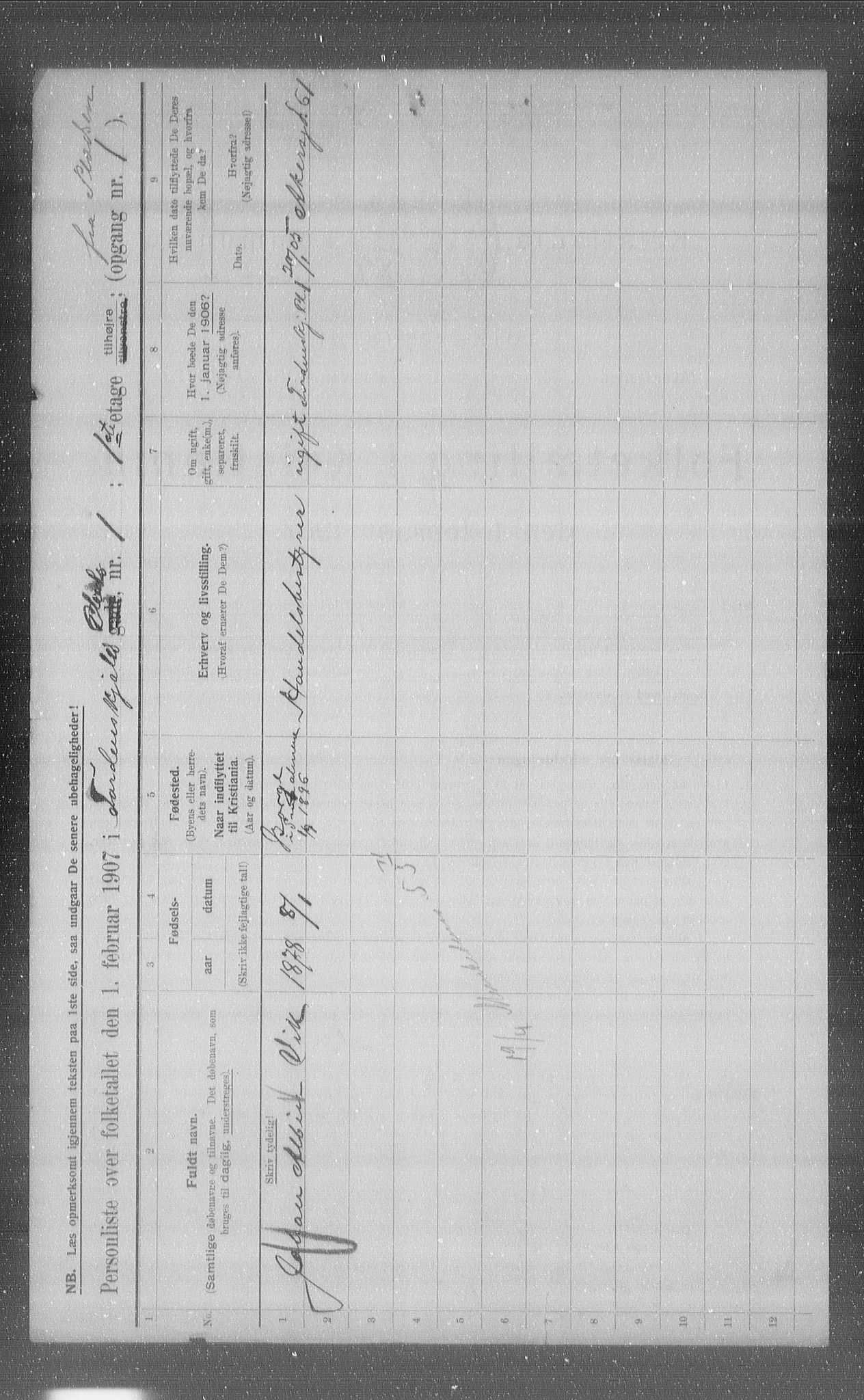 OBA, Kommunal folketelling 1.2.1907 for Kristiania kjøpstad, 1907, s. 57865