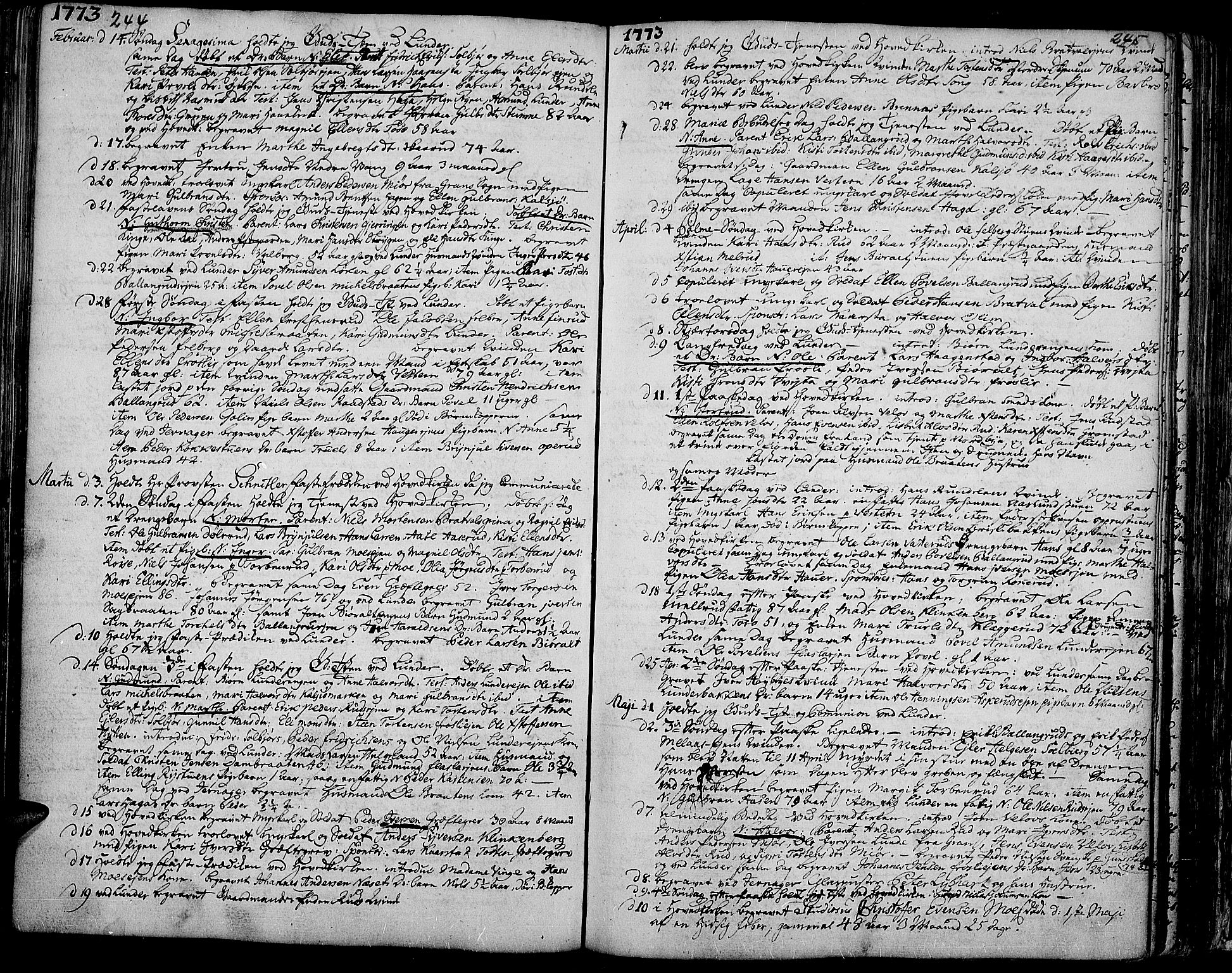 Jevnaker prestekontor, AV/SAH-PREST-116/H/Ha/Haa/L0003: Ministerialbok nr. 3, 1752-1799, s. 244-245