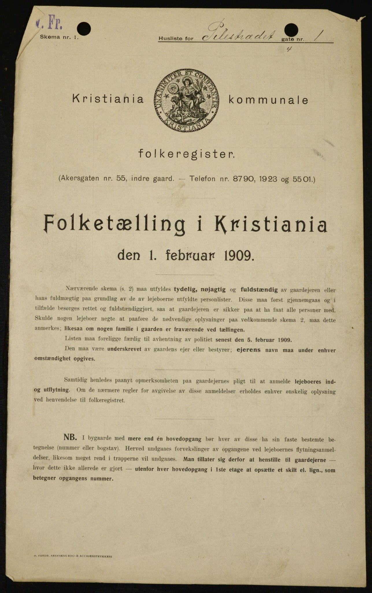 OBA, Kommunal folketelling 1.2.1909 for Kristiania kjøpstad, 1909, s. 71379