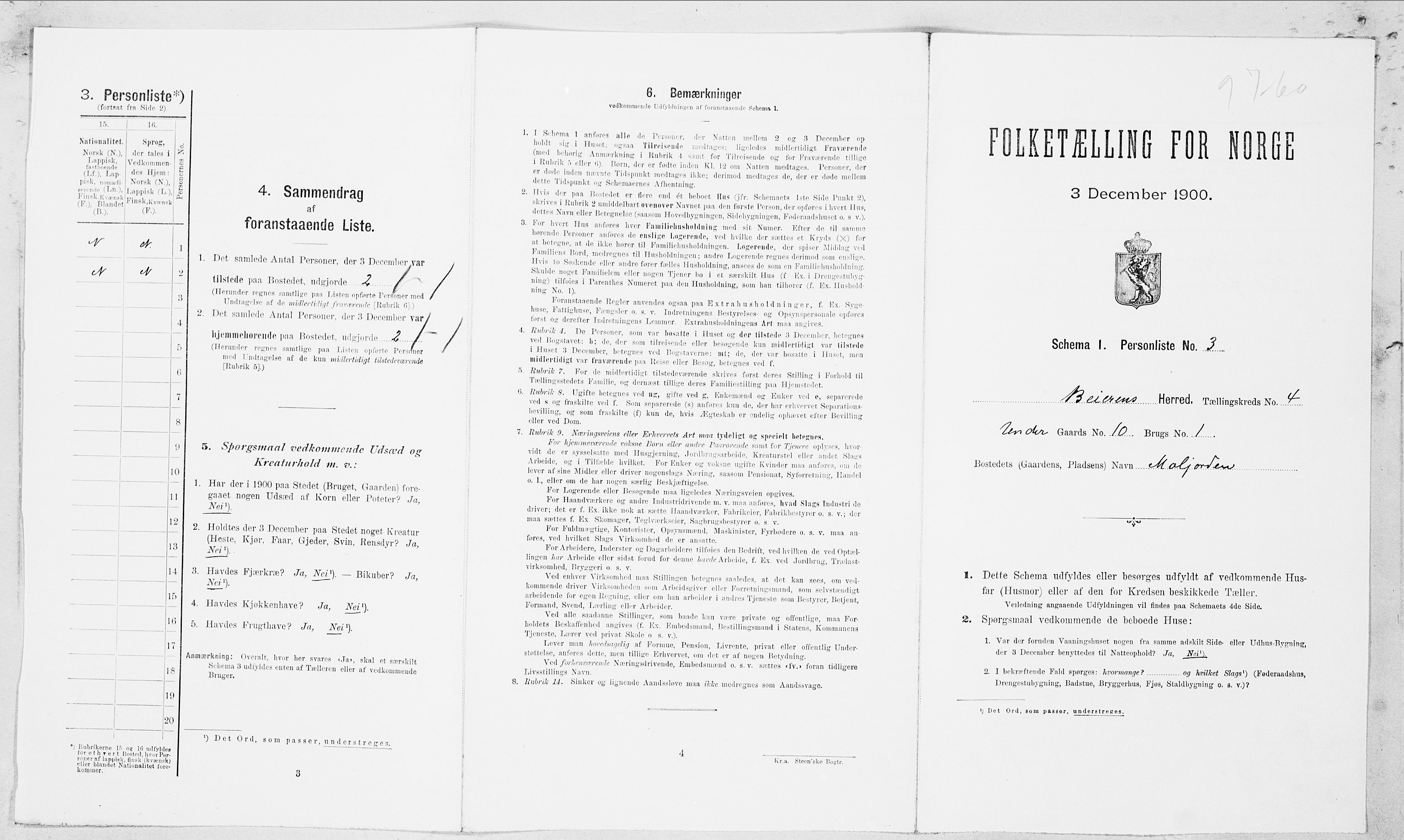 SAT, Folketelling 1900 for 1839 Beiarn herred, 1900, s. 184