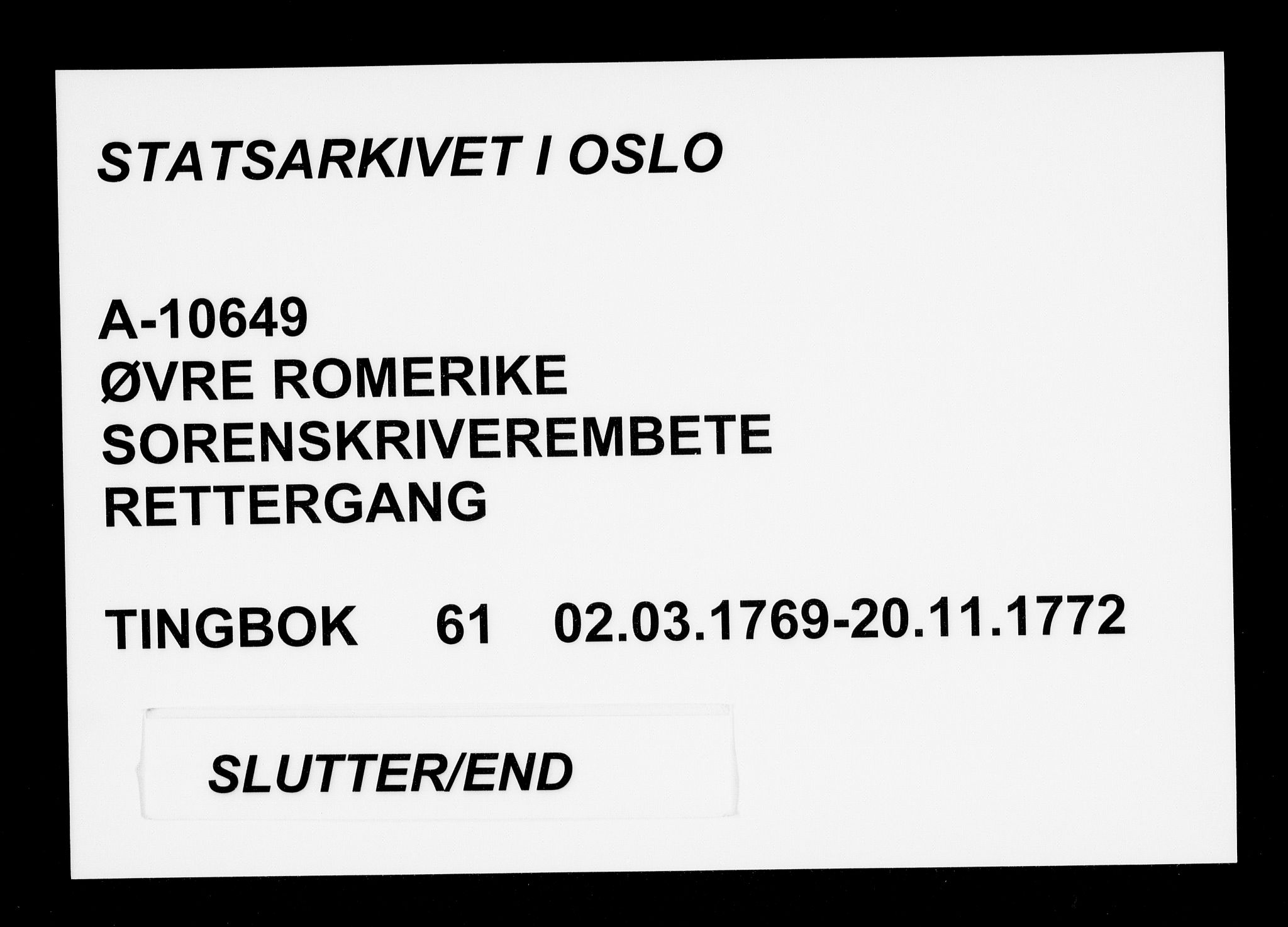 Øvre Romerike sorenskriveri, AV/SAO-A-10649/F/Fb/L0061: Tingbok 61, 1769-1772