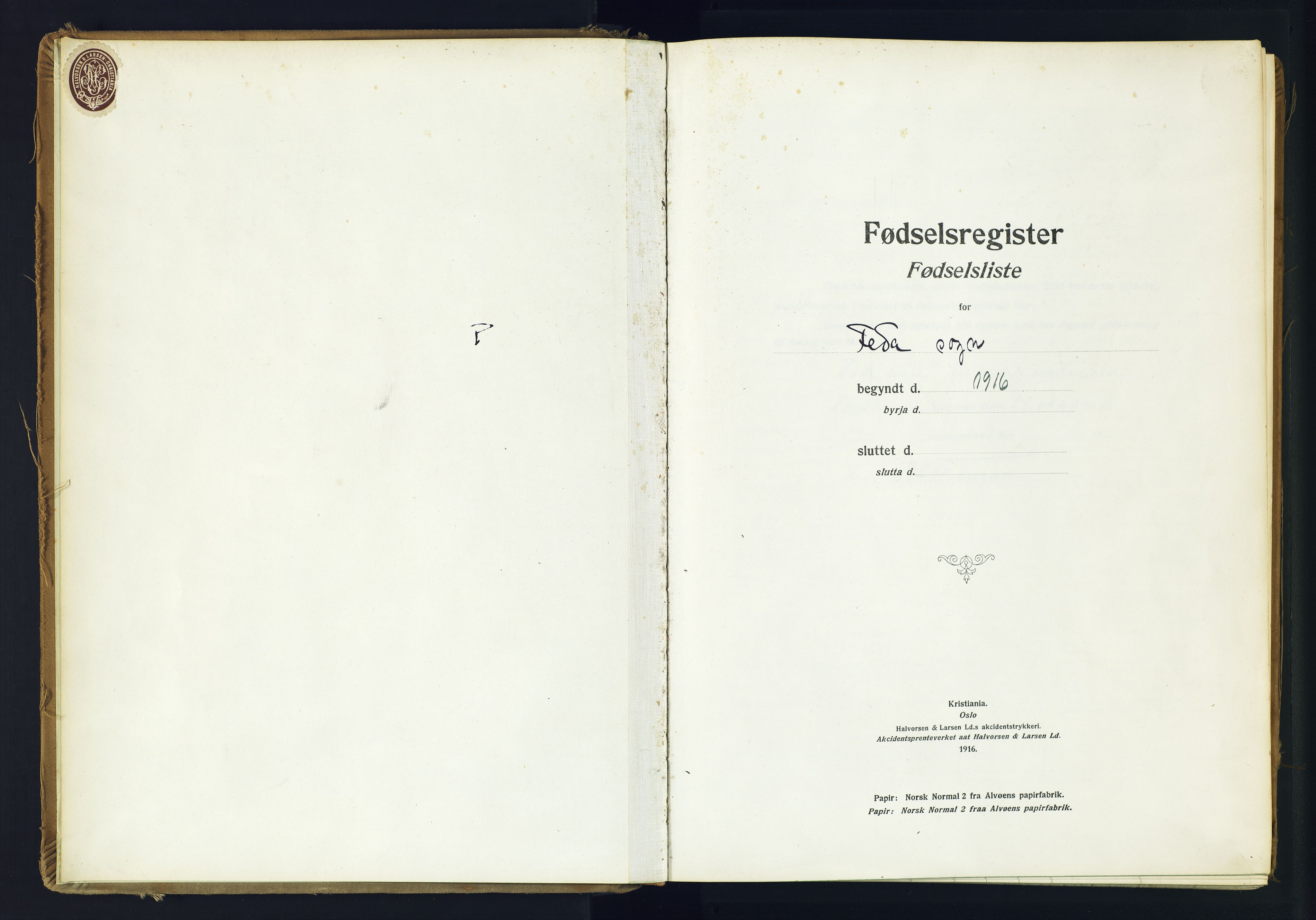 Kvinesdal sokneprestkontor, SAK/1111-0026/J/Ja/L0005: Fødselsregister nr. 5, 1916-1982