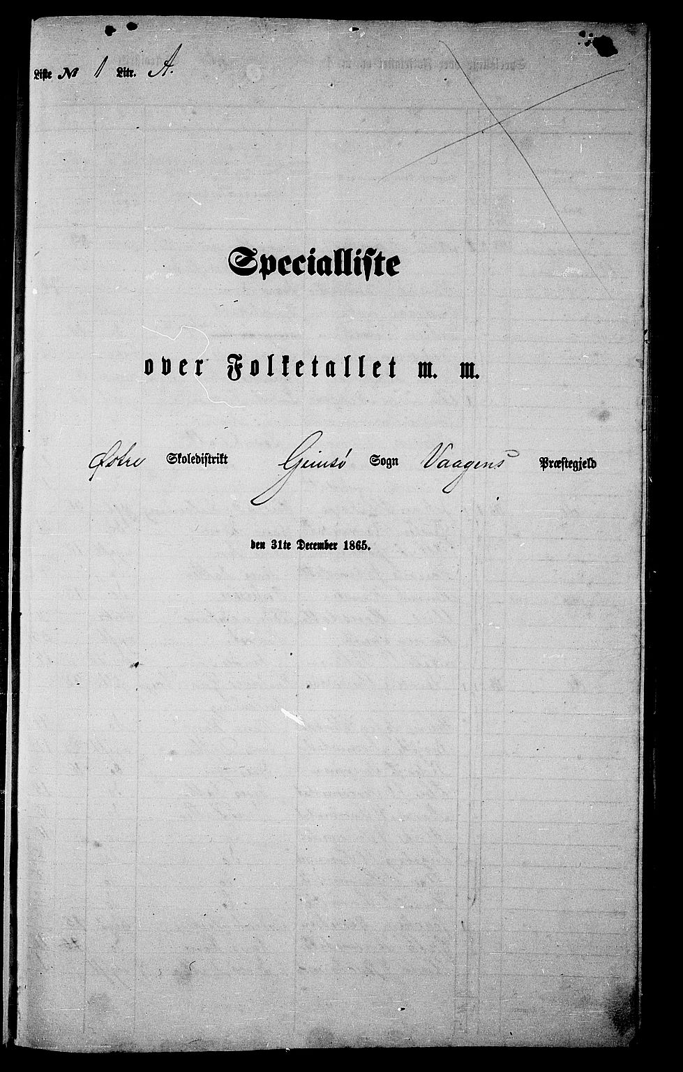 RA, Folketelling 1865 for 1865P Vågan prestegjeld, 1865, s. 25