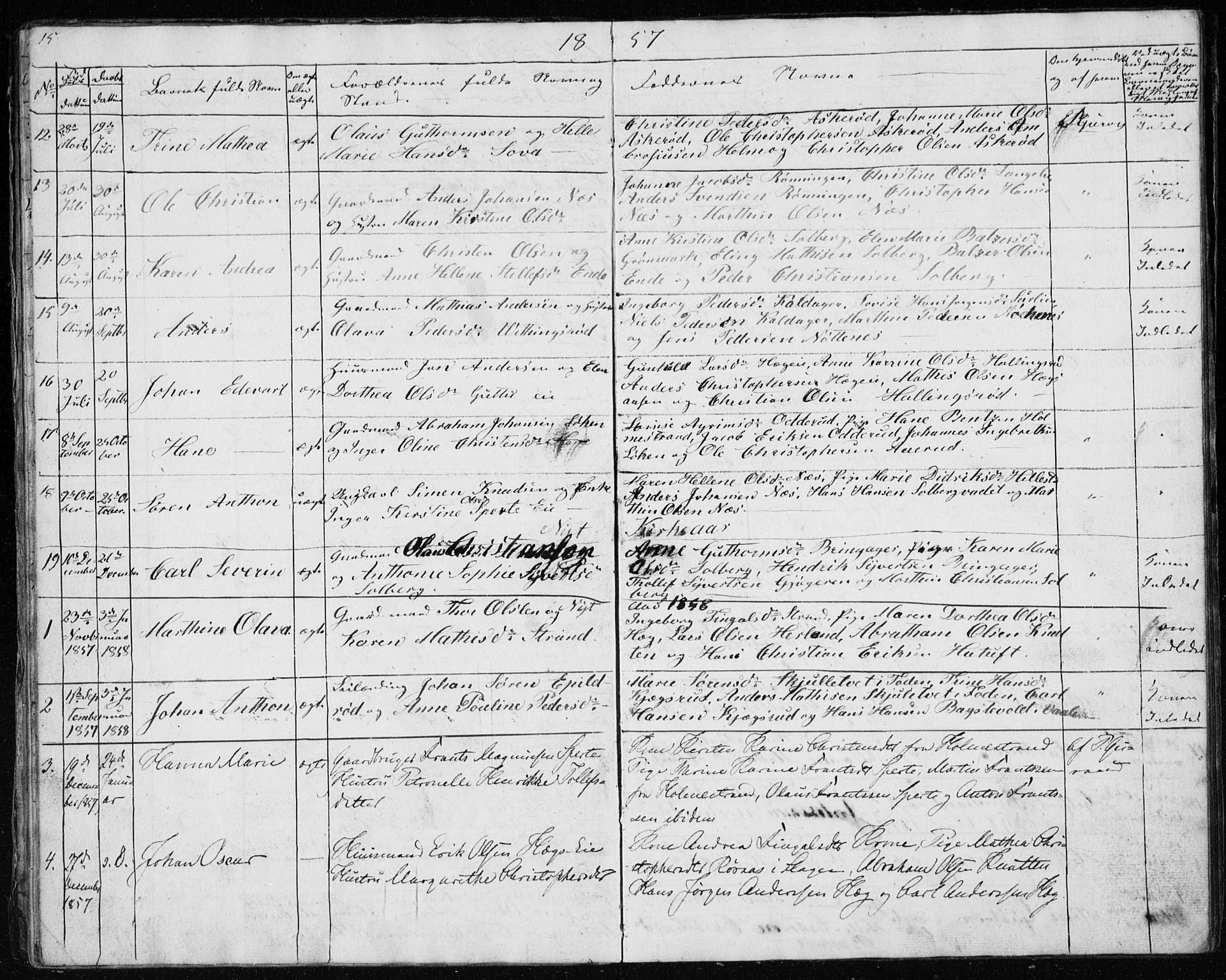 Botne kirkebøker, AV/SAKO-A-340/G/Gb/L0001: Klokkerbok nr. II 1, 1848-1860, s. 15
