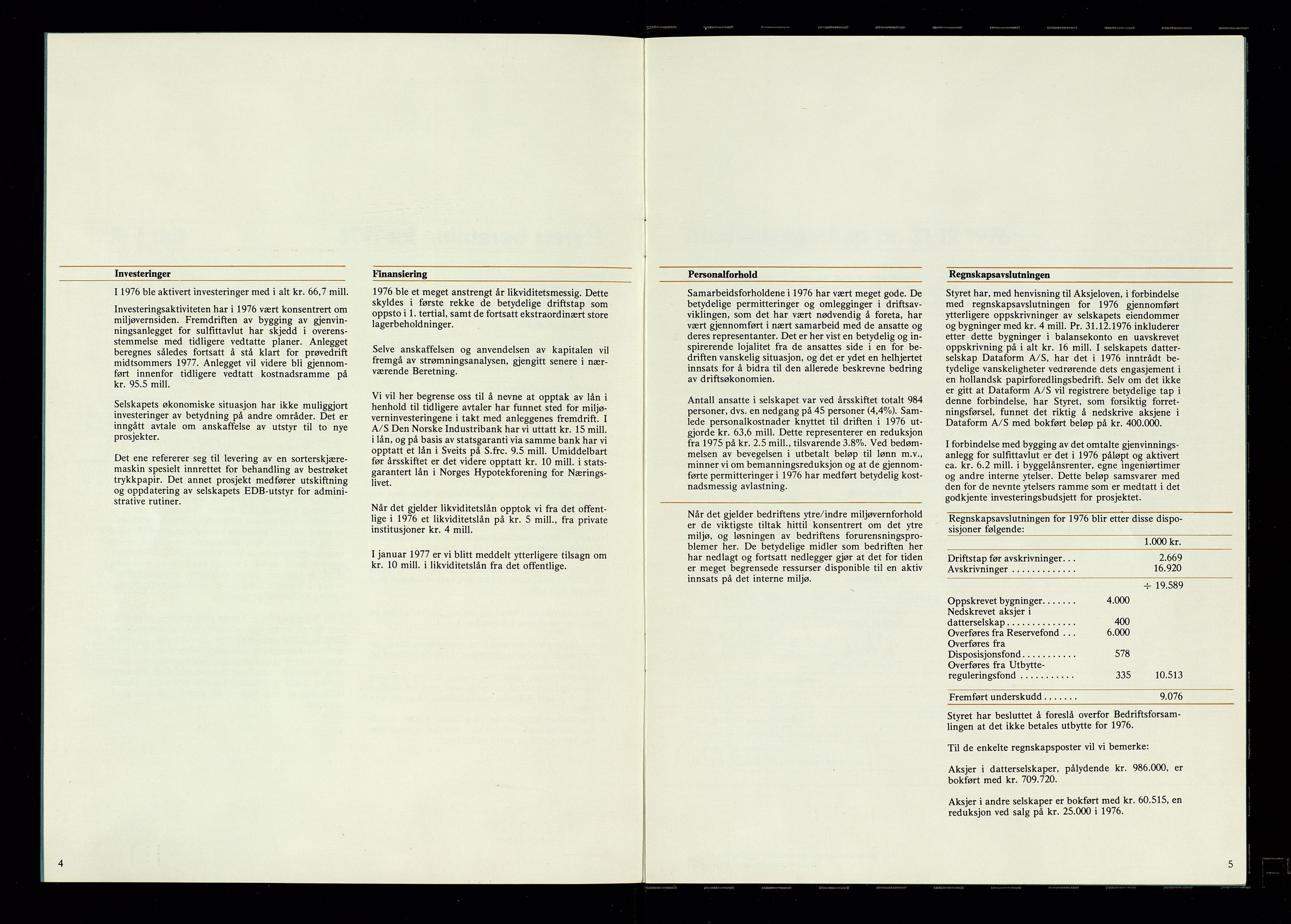 Hunsfos fabrikker, AV/SAK-D/1440/01/L0001/0003: Vedtekter, anmeldelser og årsberetninger / Årsberetninger og regnskap, 1918-1989, s. 383