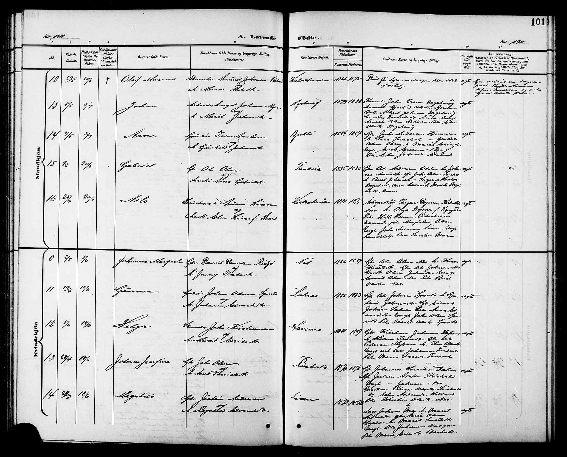 Ministerialprotokoller, klokkerbøker og fødselsregistre - Sør-Trøndelag, AV/SAT-A-1456/630/L0505: Klokkerbok nr. 630C03, 1899-1914, s. 101