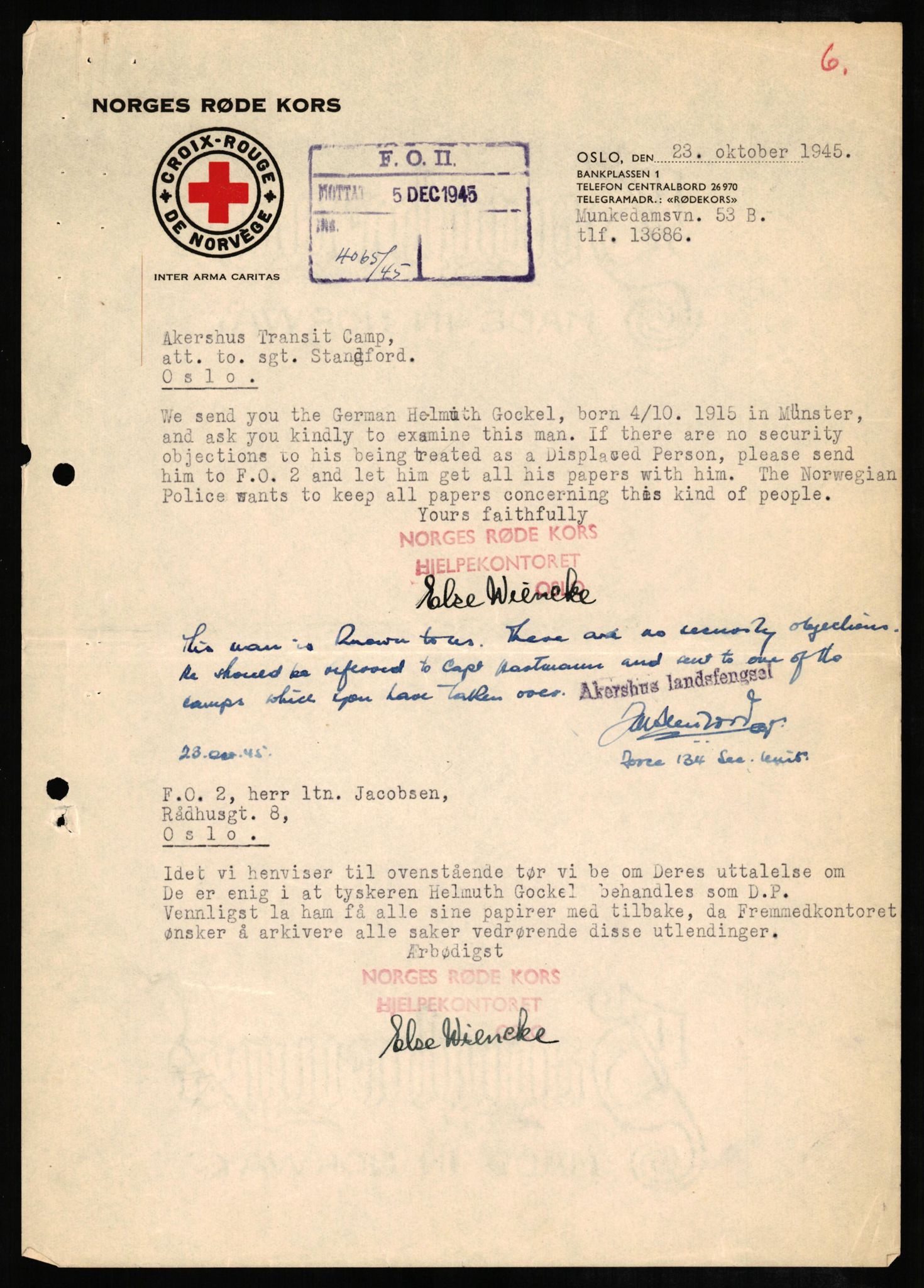 Forsvaret, Forsvarets overkommando II, AV/RA-RAFA-3915/D/Db/L0010: CI Questionaires. Tyske okkupasjonsstyrker i Norge. Tyskere., 1945-1946, s. 22