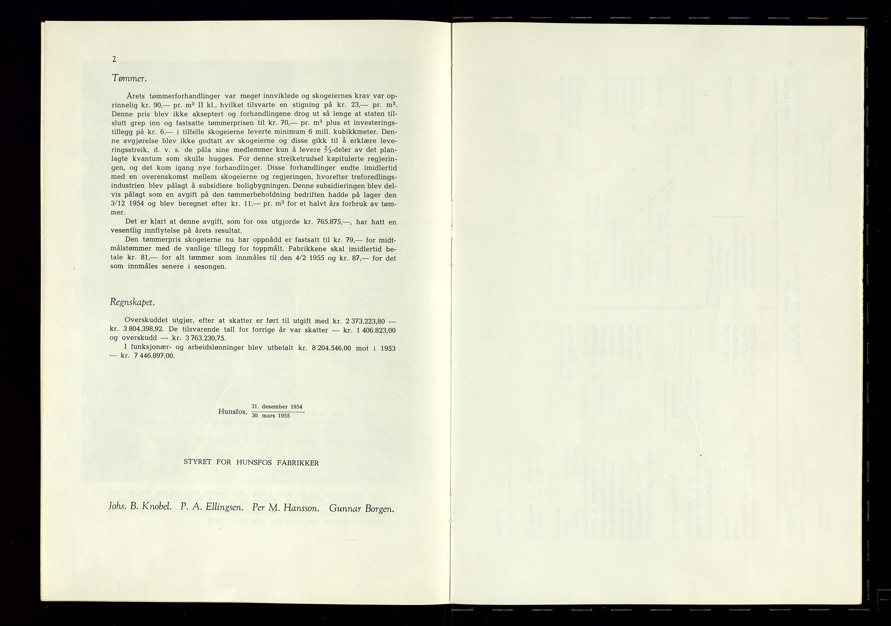 Hunsfos fabrikker, AV/SAK-D/1440/01/L0001/0003: Vedtekter, anmeldelser og årsberetninger / Årsberetninger og regnskap, 1918-1989, s. 127