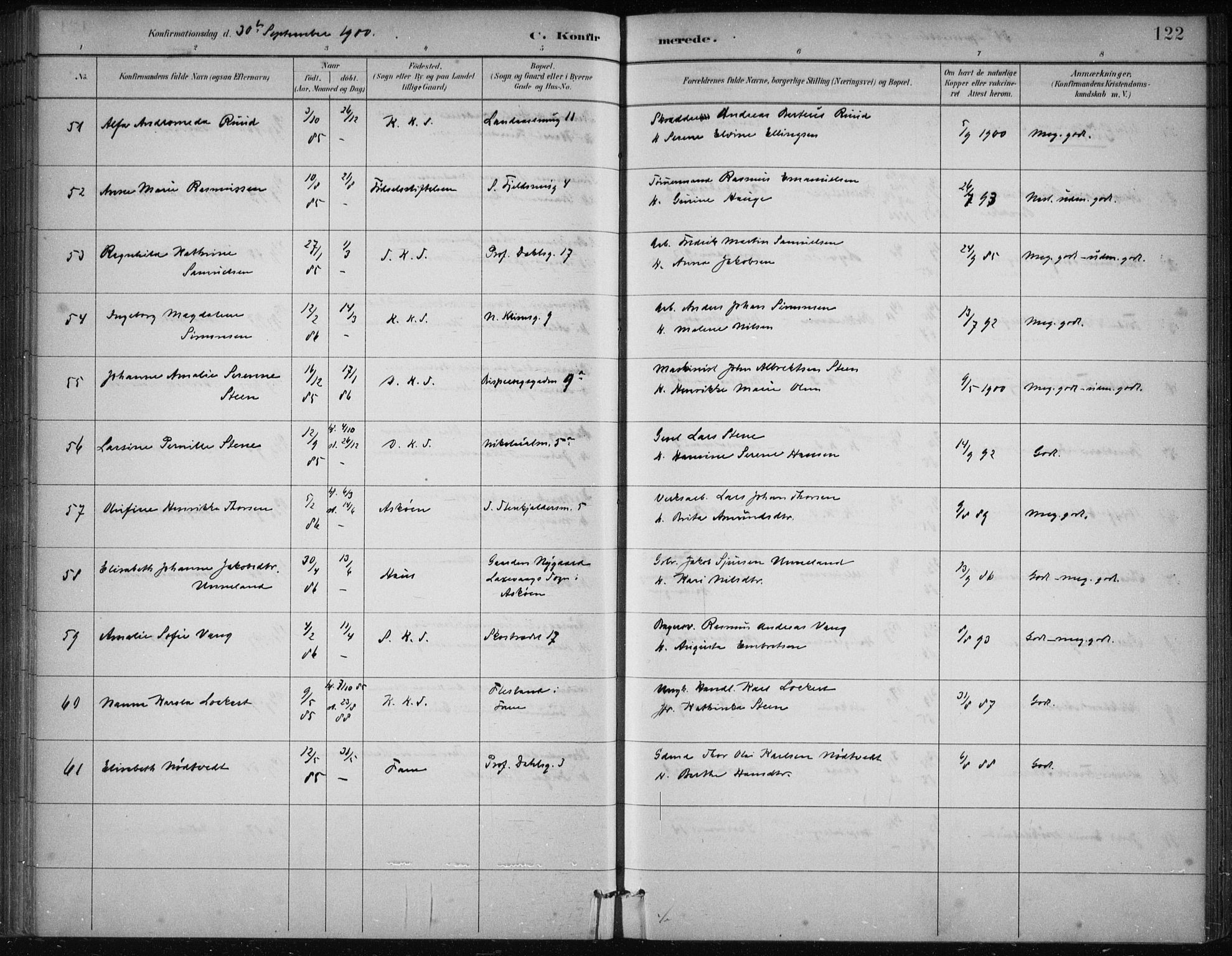Korskirken sokneprestembete, SAB/A-76101/H/Hab: Klokkerbok nr. C 4, 1893-1905, s. 122