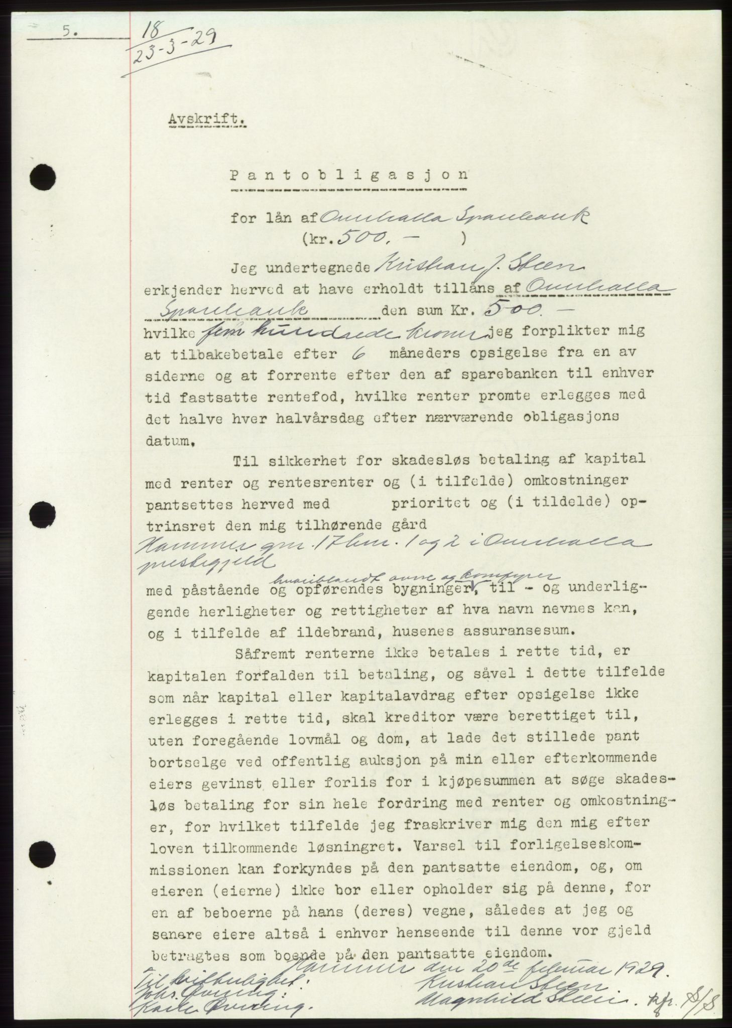 Namdal sorenskriveri, SAT/A-4133/1/2/2C: Pantebok nr. -, 1926-1930, Tingl.dato: 23.03.1929